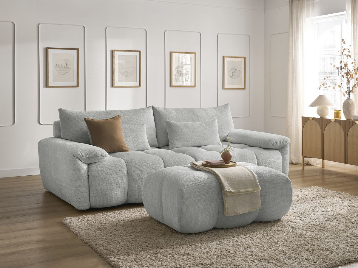 Bobochic Ivane Sofa 4-Sitzer Strukturstoff Hellgrau