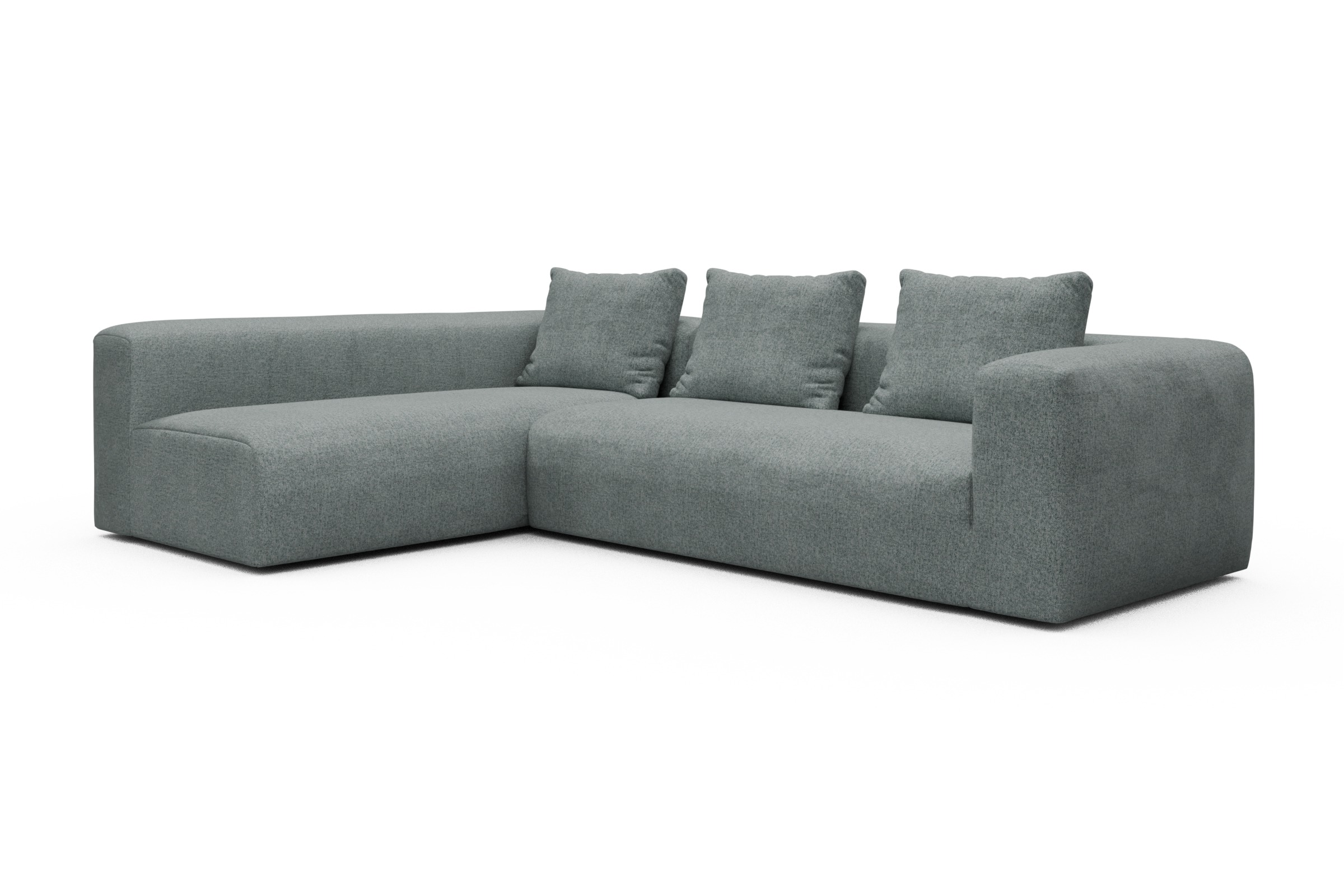 Ecksofa Fred 2x 2,5-Sitzer links offen Casone-Light-Mixed-Green
