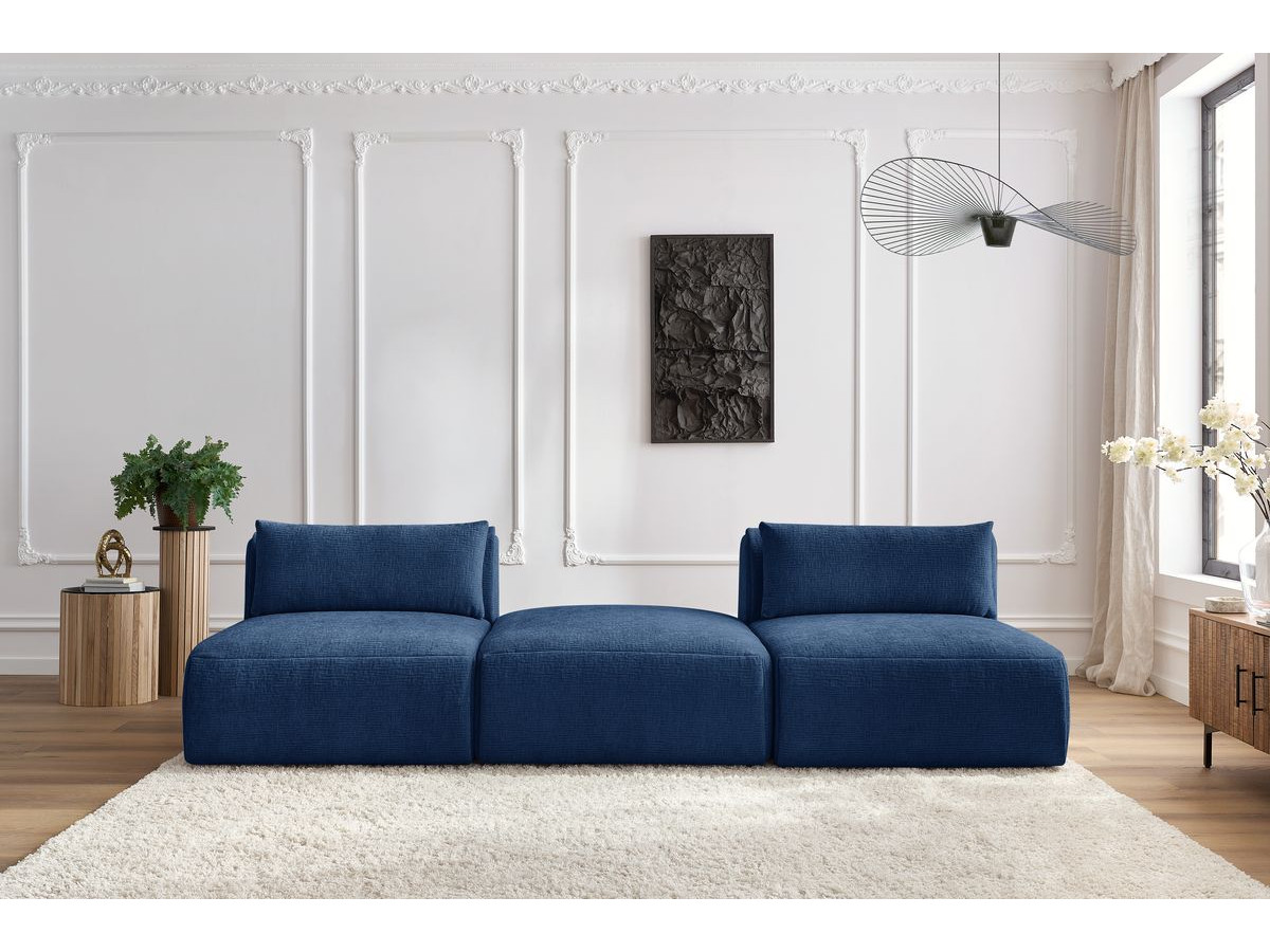 Bobochic Jeanne Sofa 3-Sitzer Strukturstoff Dunkelblau