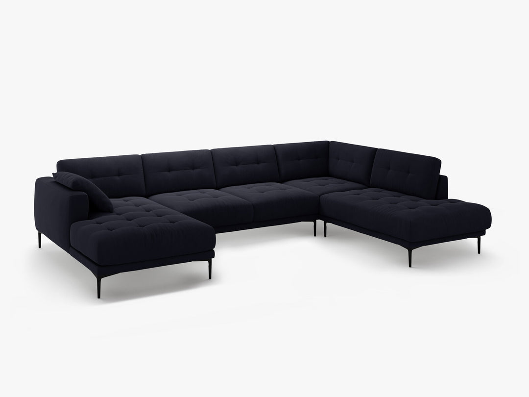 Micadoni Panorama Ecksofa Bemy 7-Sitzer Rechts Samt Königsblau