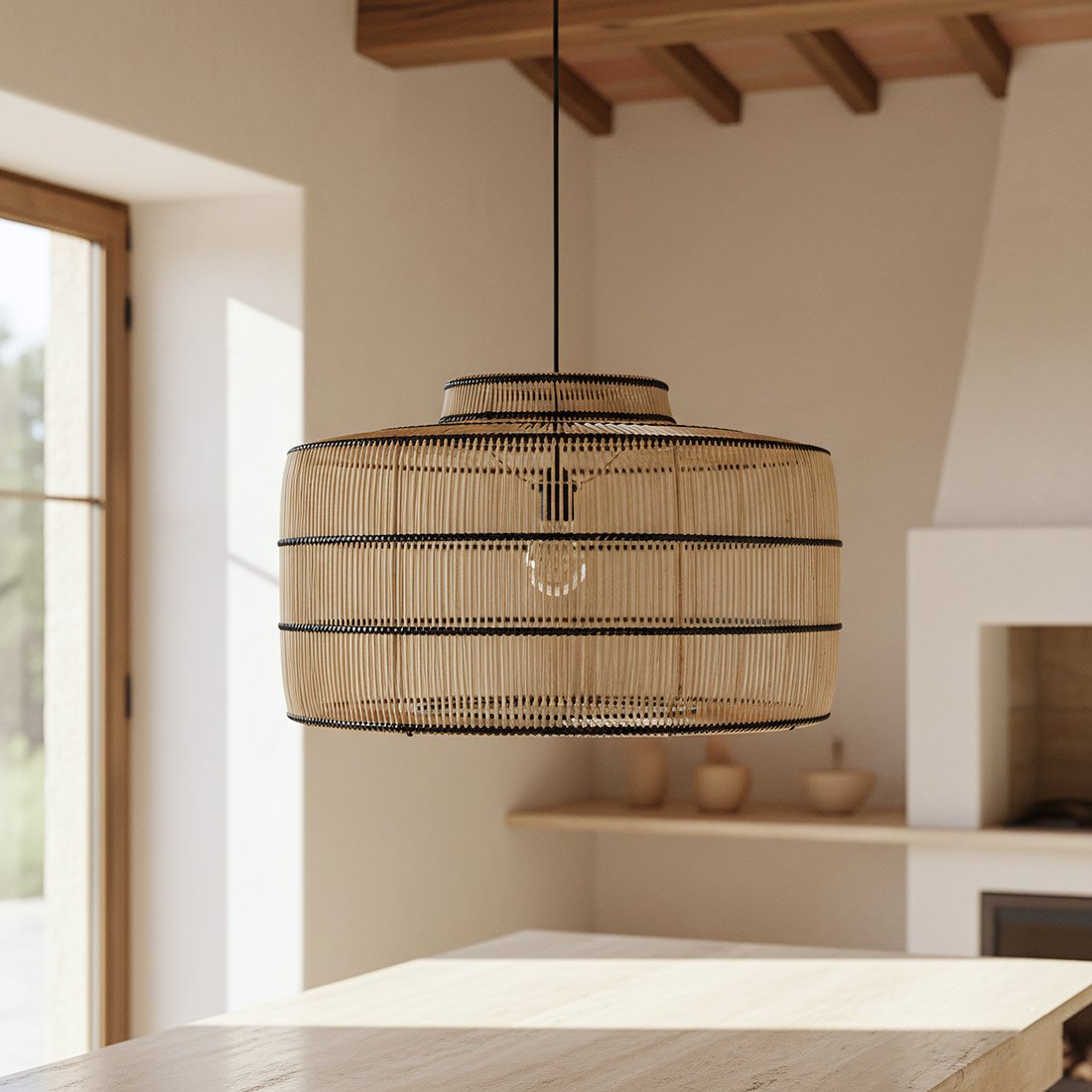 Raw Materials Pendelleuchte Stella Rattan