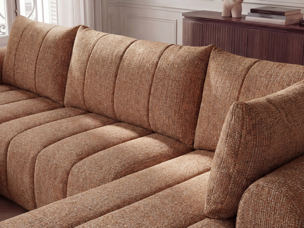 Bobochic Nesty Wohnlandschaft mit Pouf Melange-Stoff Orange Ecke links