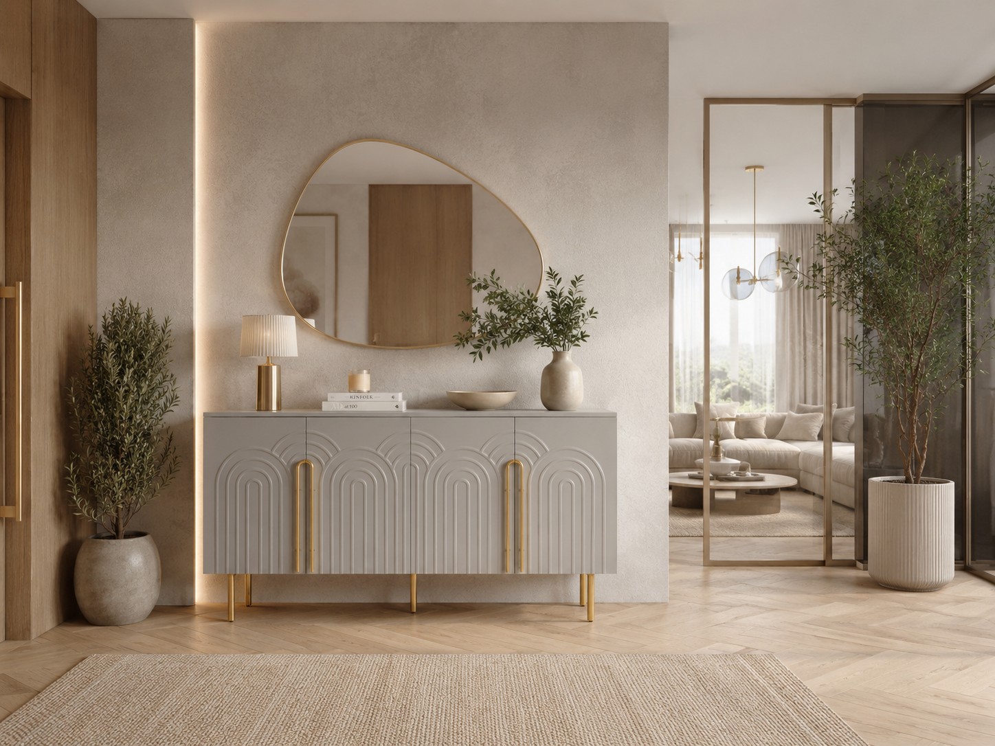 Livin Hill Sideboard Stilig, Beine Hellgrau/Goldfarben