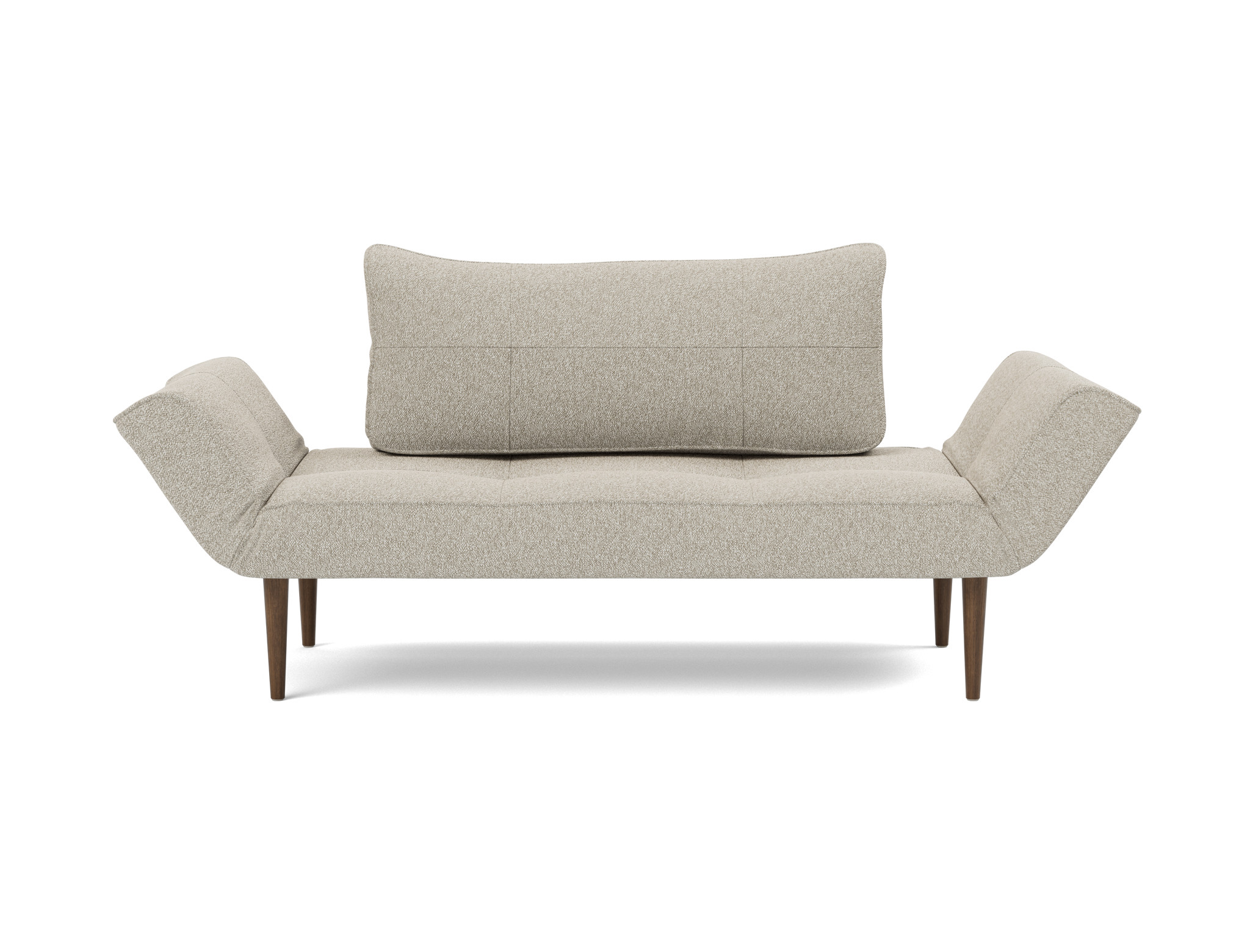 Tagesbett Zeal Boucle Skandi 539-Beige Beine Styletto Eiche dunkel