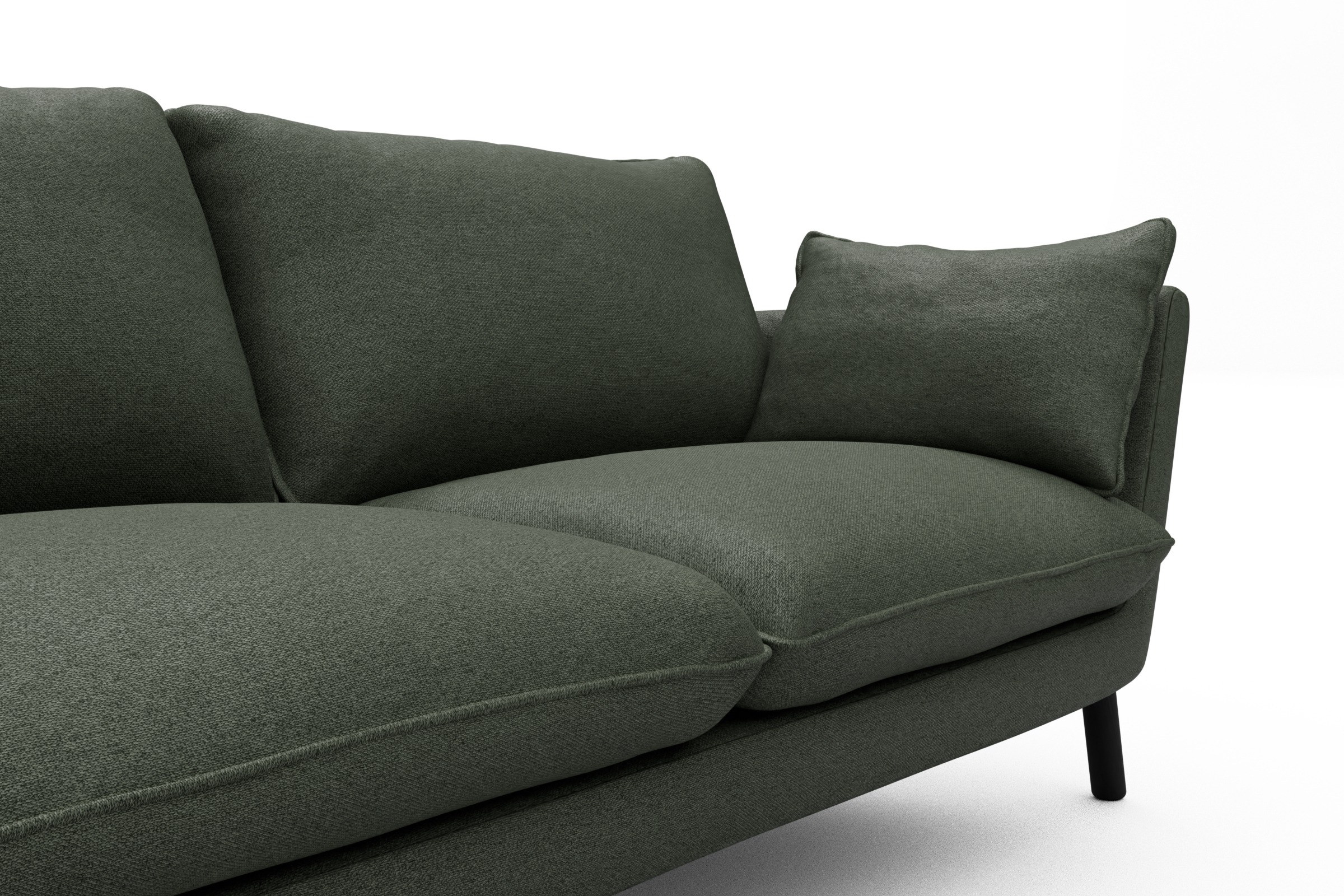 Sofa Emil 3-Sitzer Beinfarbe Eiche Schwarz Denari-Forest-Green