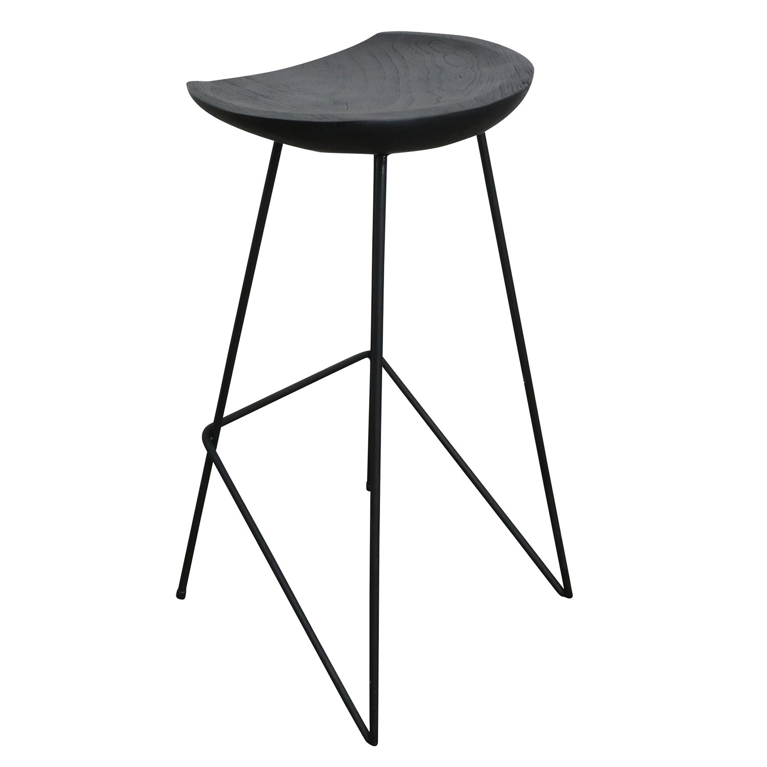 Raw Materials Loft Barhocker aus Teakholz schwarz 41x42x77cm