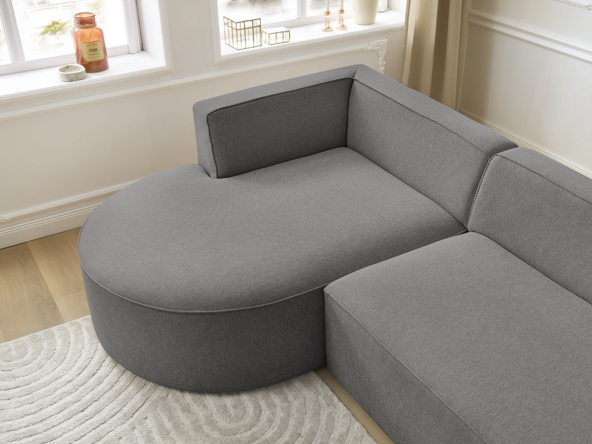 Bobochic Rousseau Ecksofa Melange-Stoff Dunkelgrau Ecke links