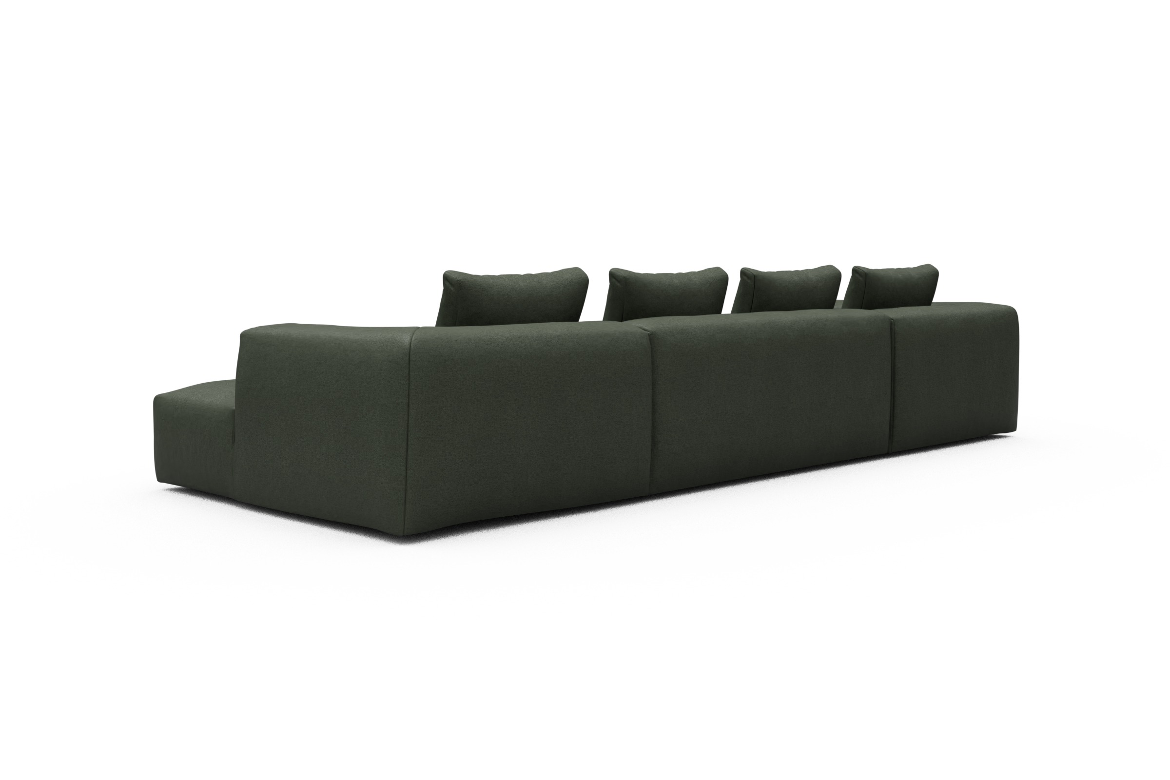 Wohnlandschaft Fred Relax-Ecke links mit 2-Sitzer und Chaiselongue rechts Denari-Forest-Green