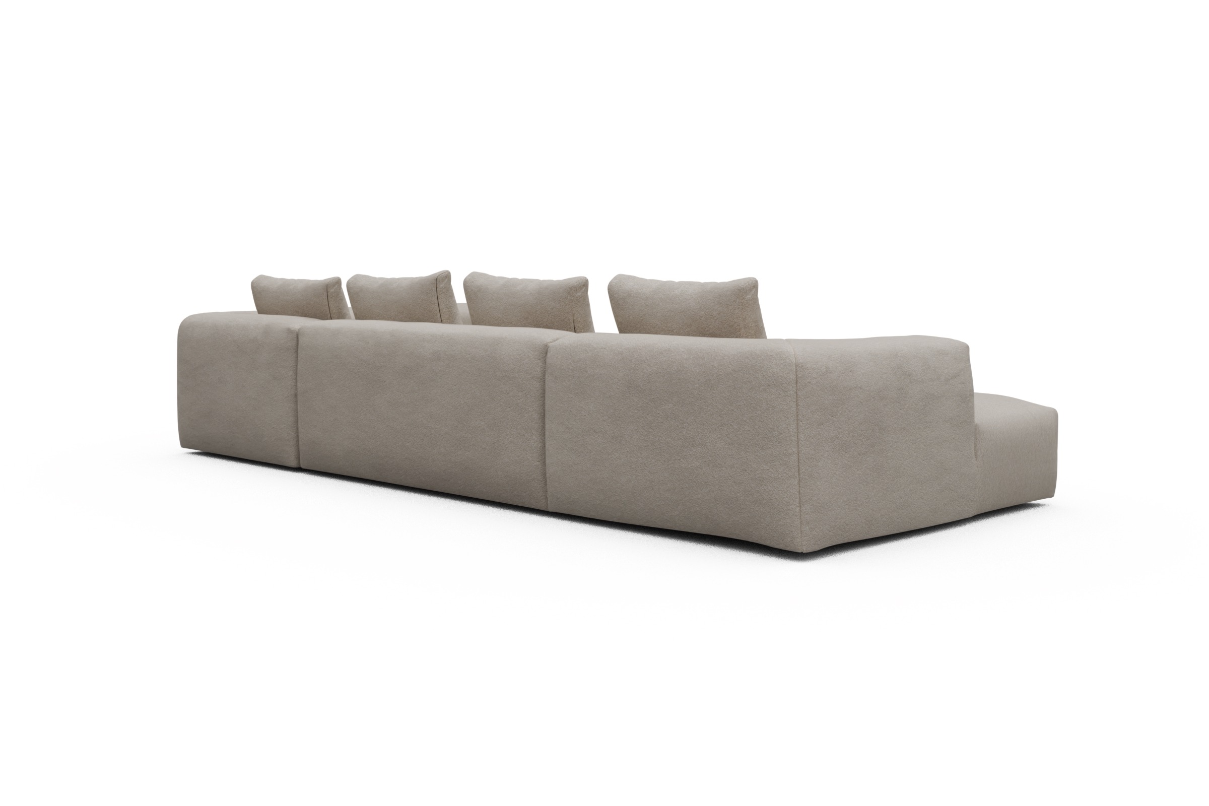 Wohnlandschaft Fred Chaiselongue links mit 2-Sitzer und lange Armlehne rechts Aivi-Lace-Beige