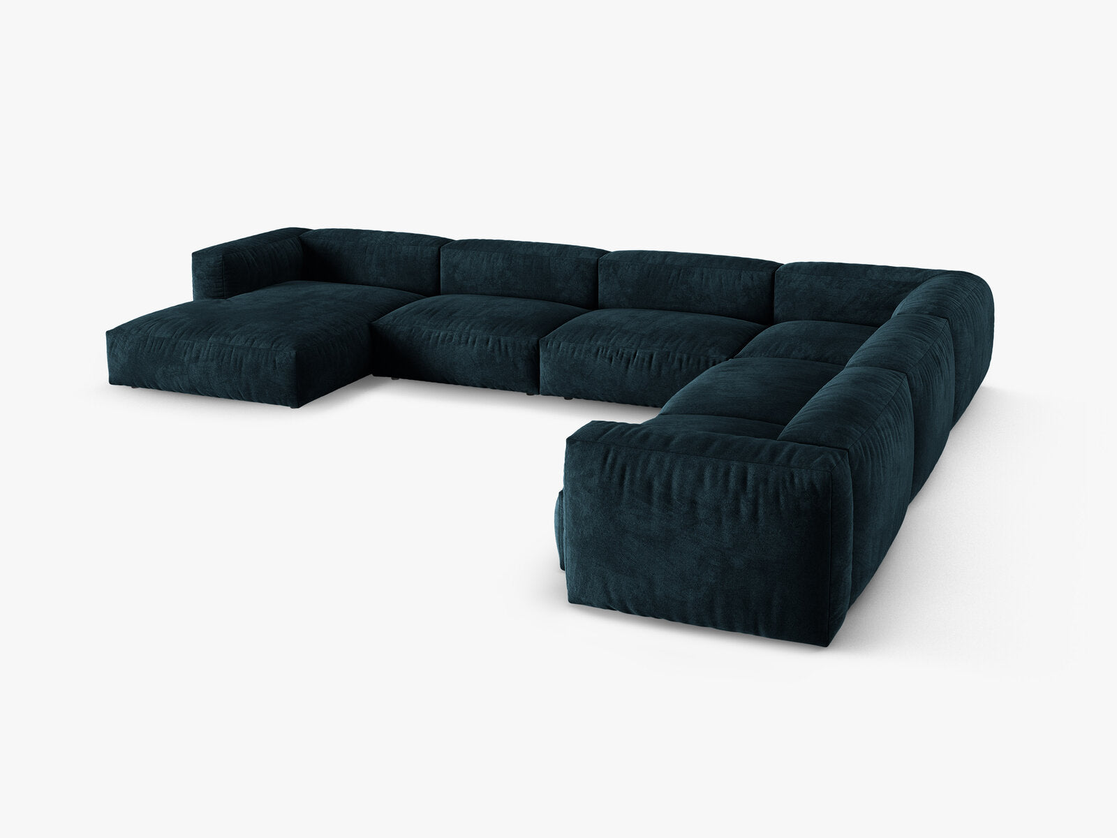 Micadoni modulares Ecksofa XL Martina 6-Sitzer 90cm Sitztiefe Rechts Samt Vogue Dunkel Petrol