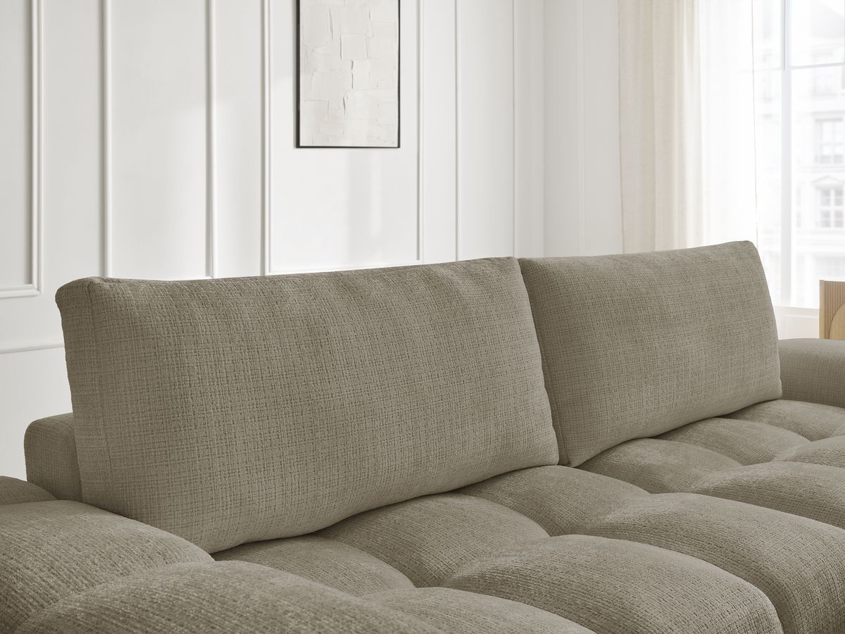 Bobochic Anakin Schlafsofa 3-Sitzer mit Bettkasten und Pouf, 2 Kissen Strukturstoff Taupe