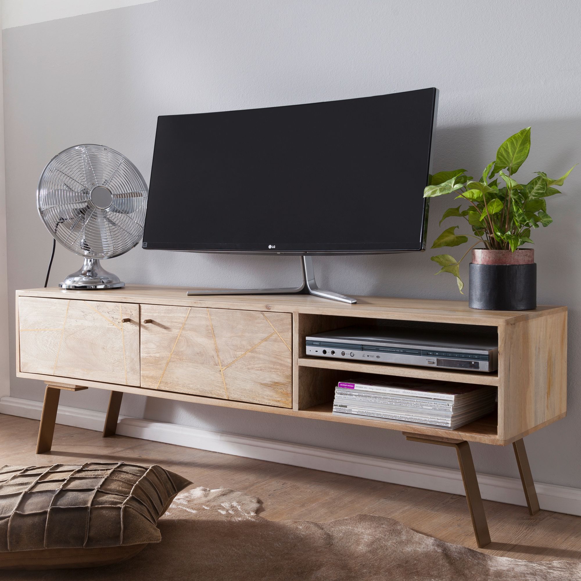 Lowboard Dale Mango Massivholz 145 × 35 × 47 cm