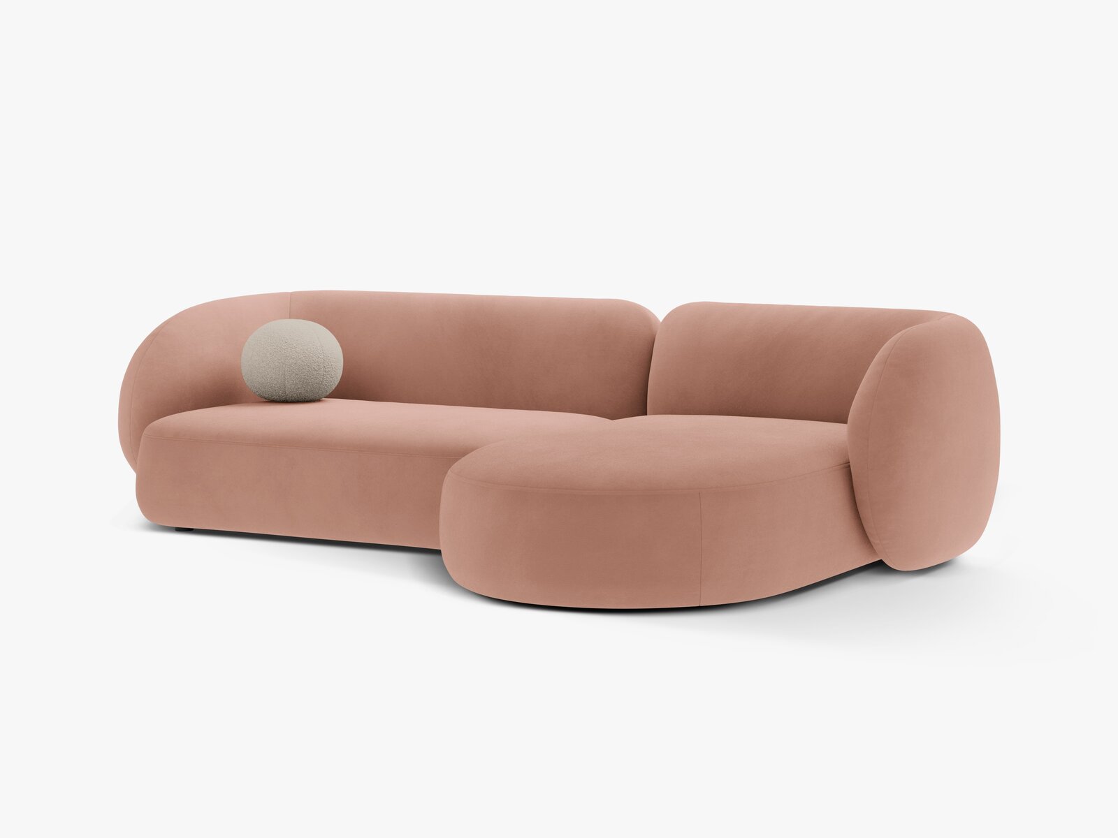 Micadoni Ecksofa Kate 3-Sitzer Rechts Samt Rosa