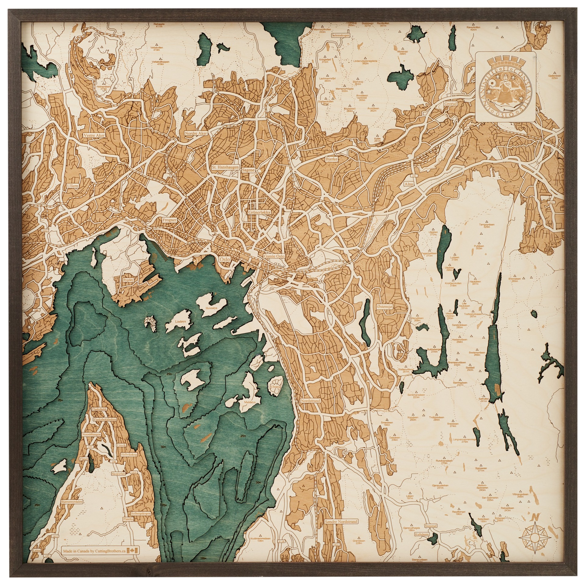 Cutting Brothers 3D Holz-Wandkarte Oslo 76 x 76 moebelfaktor