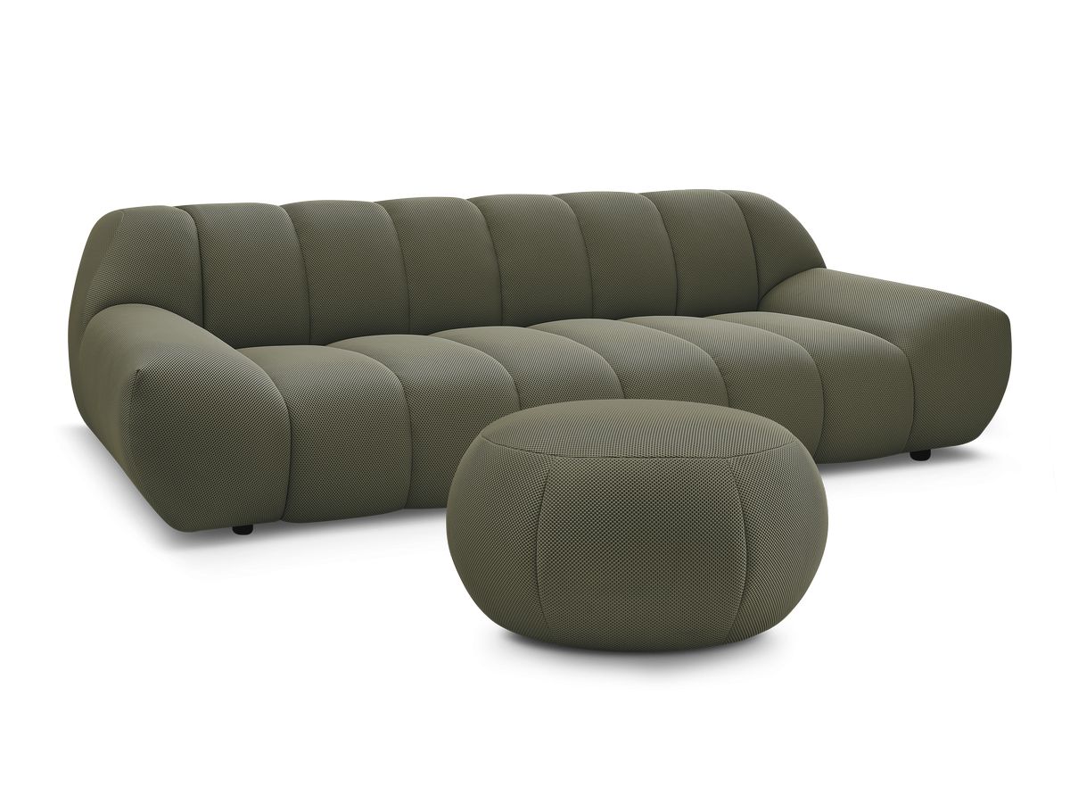 Bobochic Hayden Sofa 4-Sitzer mit Pouf Mesh-Stoff Grün