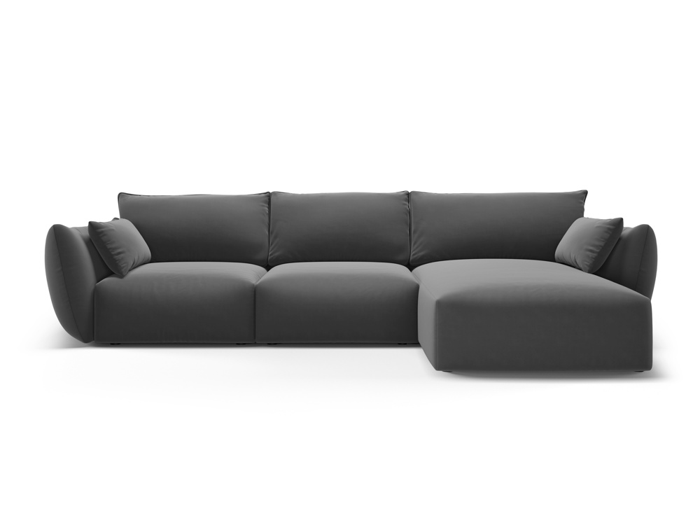 Cosmopolitan Design Ecksofa Matera 5-Sitzer Samt Salvador Dunkelgrau Rechts