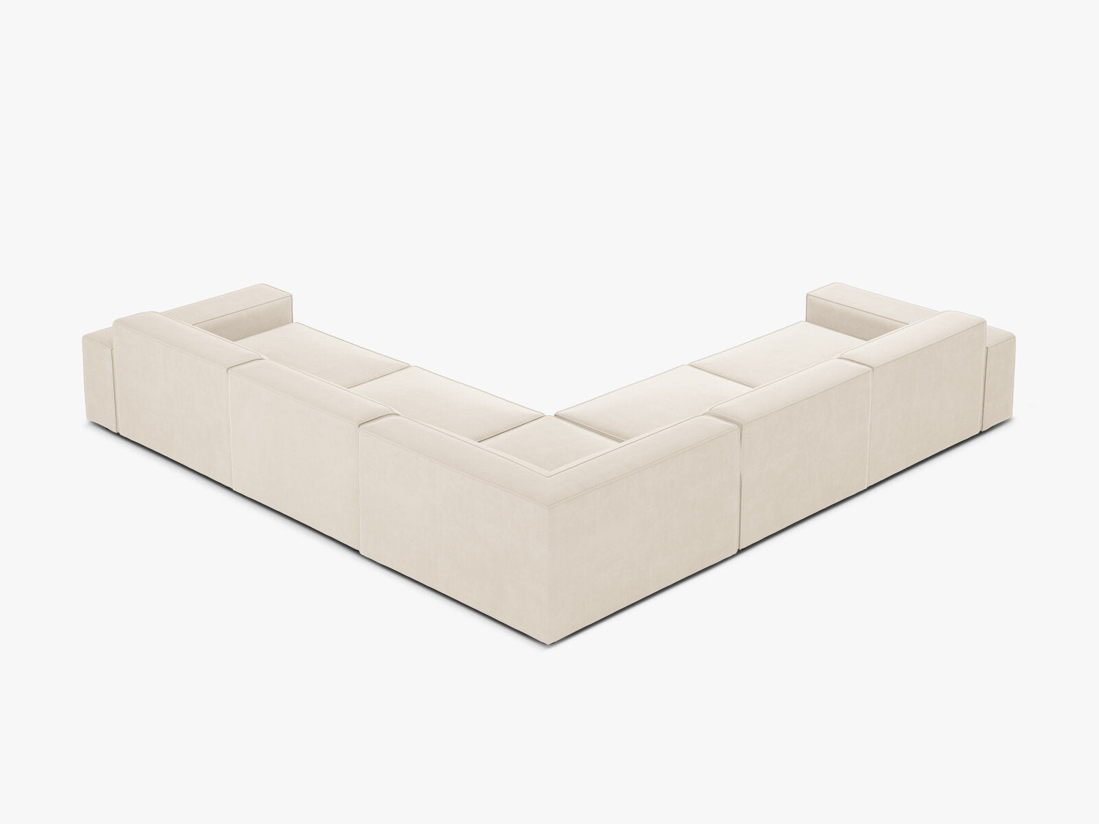 Micadoni Symmetrisches Ecksofa Jodie 6-Sitzer Samt Helles Beige