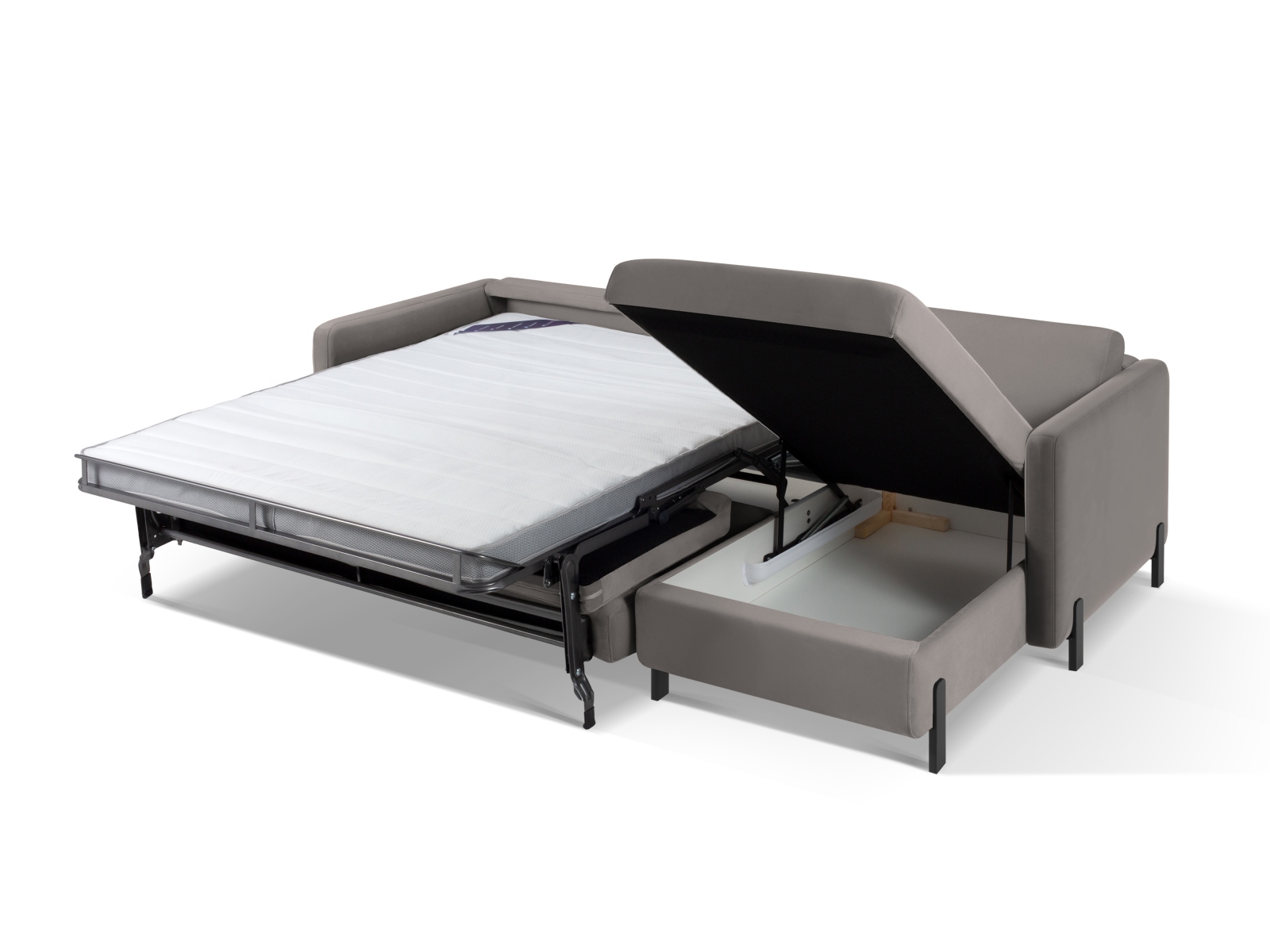 Micadoni Schlaf-Ecksofa Gloria 5-Sitzer Rechts Samt Grau 205x160