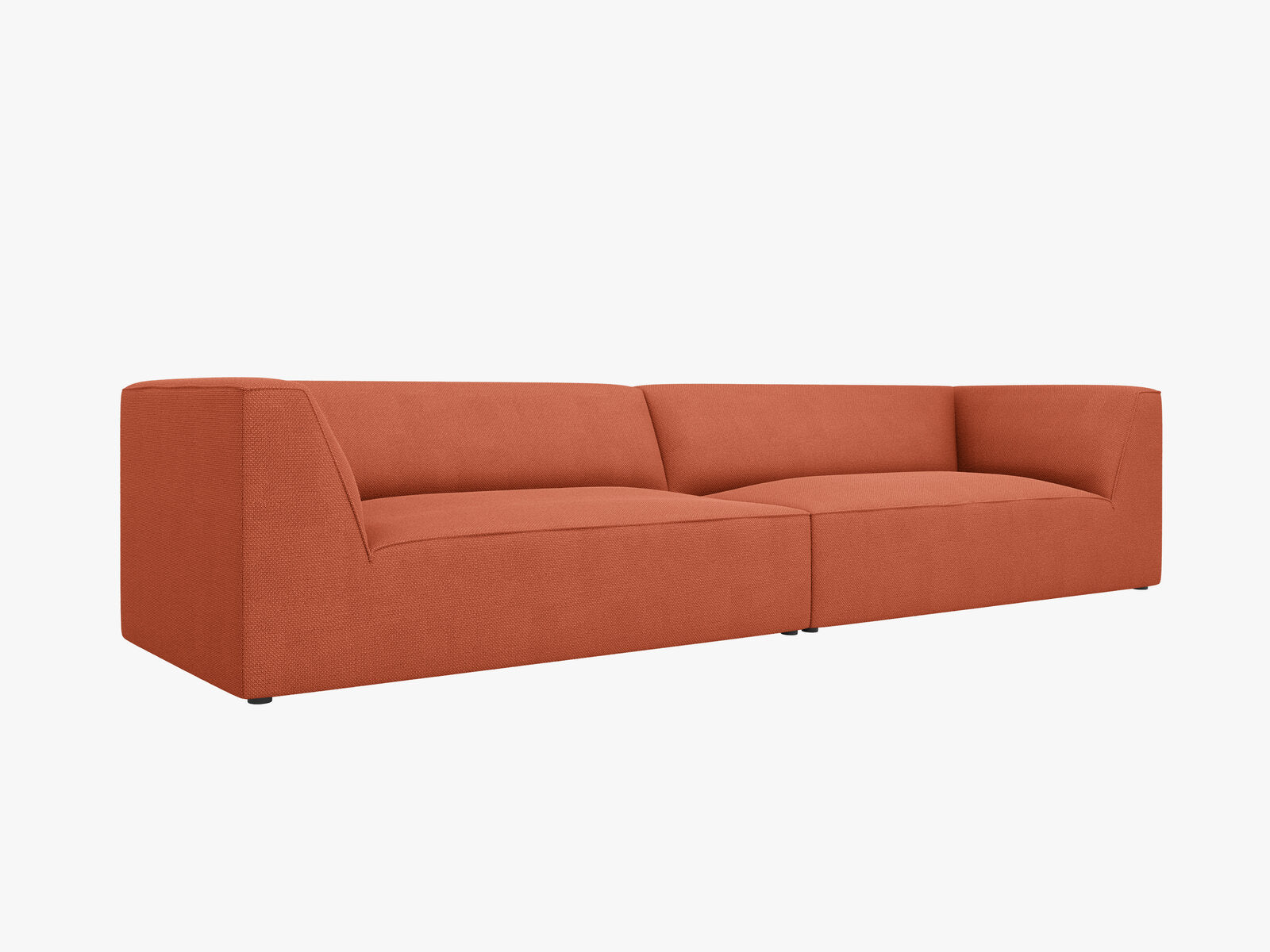 Micadoni Sofa Ruby 4-Sitzer Strukturierter Stoff Koralle