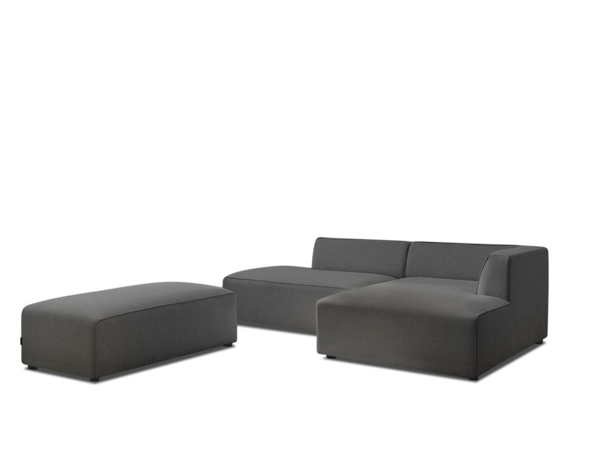 Bobochic Megeve Ecksofa mit Schlaffunktion und Pouf Melange-Stoff Dunkelgrau Ecke rechts