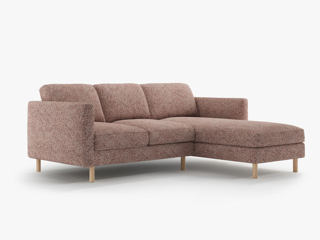 Micadoni Ecksofa Eden 3-Sitzer Rechts Strukturierter Stoff Rosa Melange