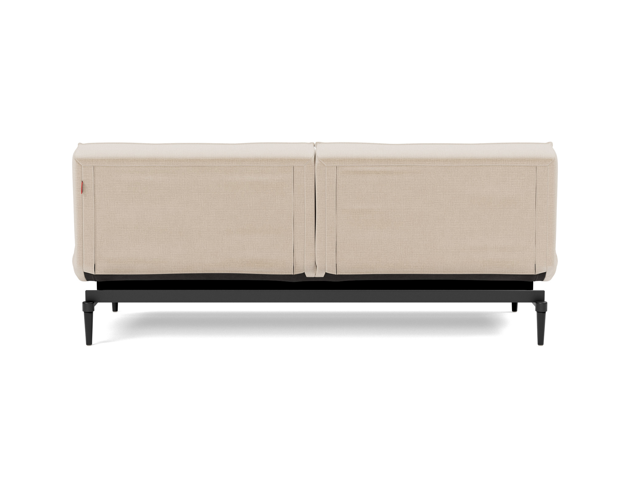 Schlafsofa Splitback Chenille Esina 410-Almond-Beige Beine Styletto Eiche schwarz