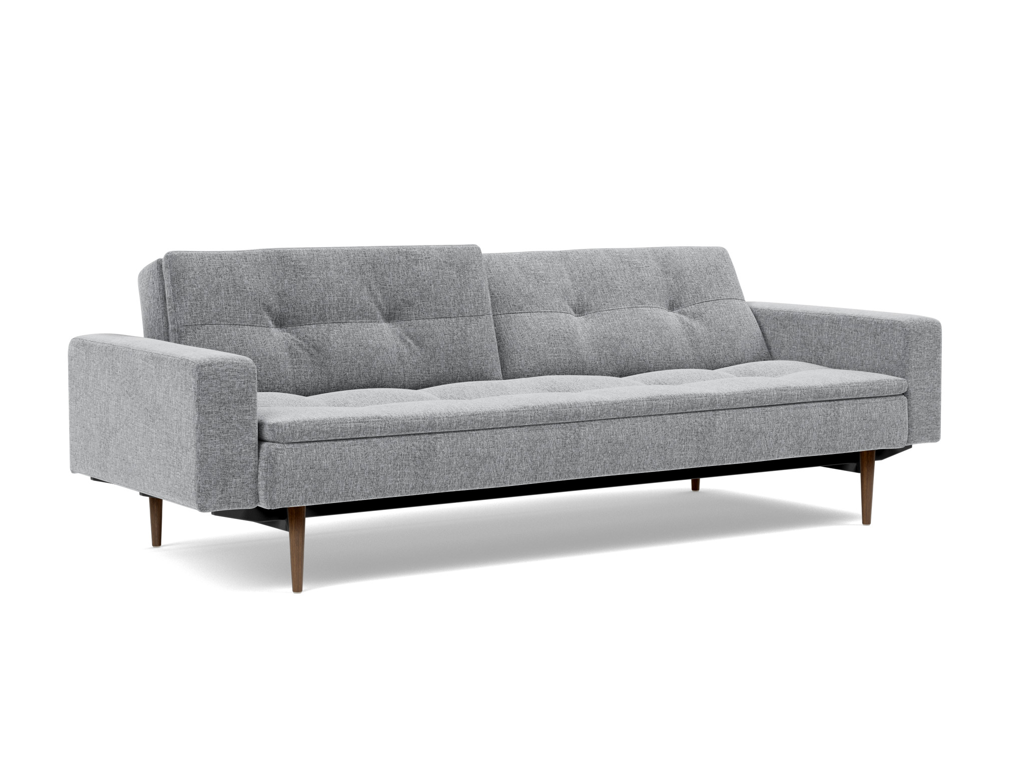 Schlafsofa Dublexo mit Armlehnen Strukturierter Stoff Twist 565-Granite Beine Styletto Eiche dunkel