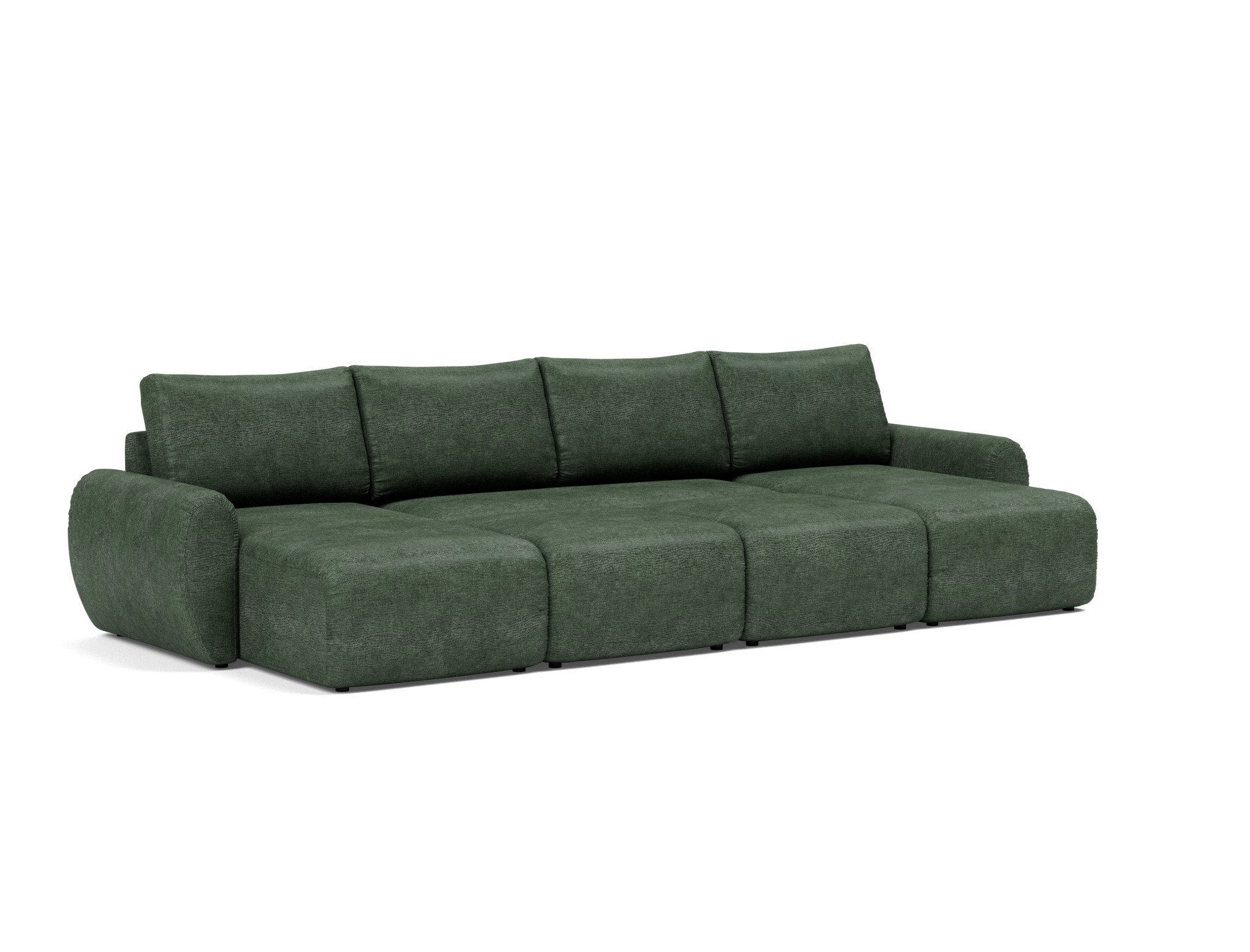 Schlafsofa Norum U-Form mit Curve-Armlehnen Flachgewebe Avella 281-Pine-Green