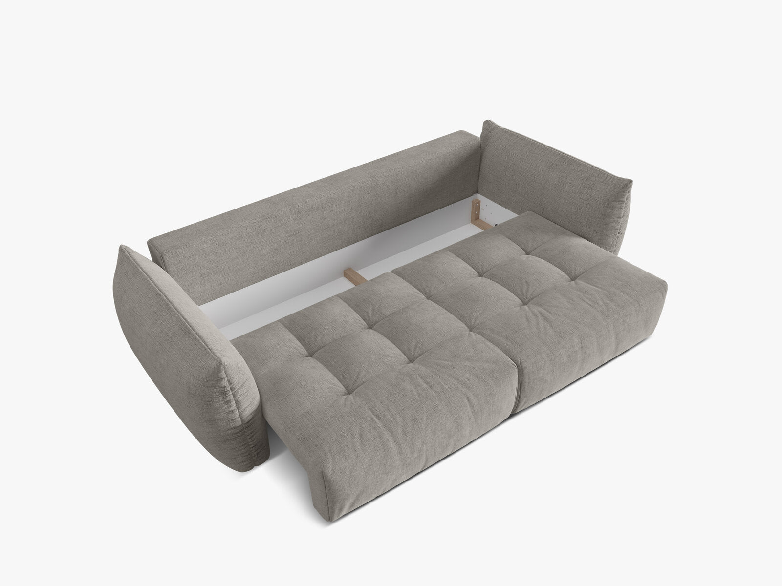 Micadoni Bloom Schlafsofa 3-Sitzer mit Bettkasten Strukturierter Stoff Wind Hellgrau