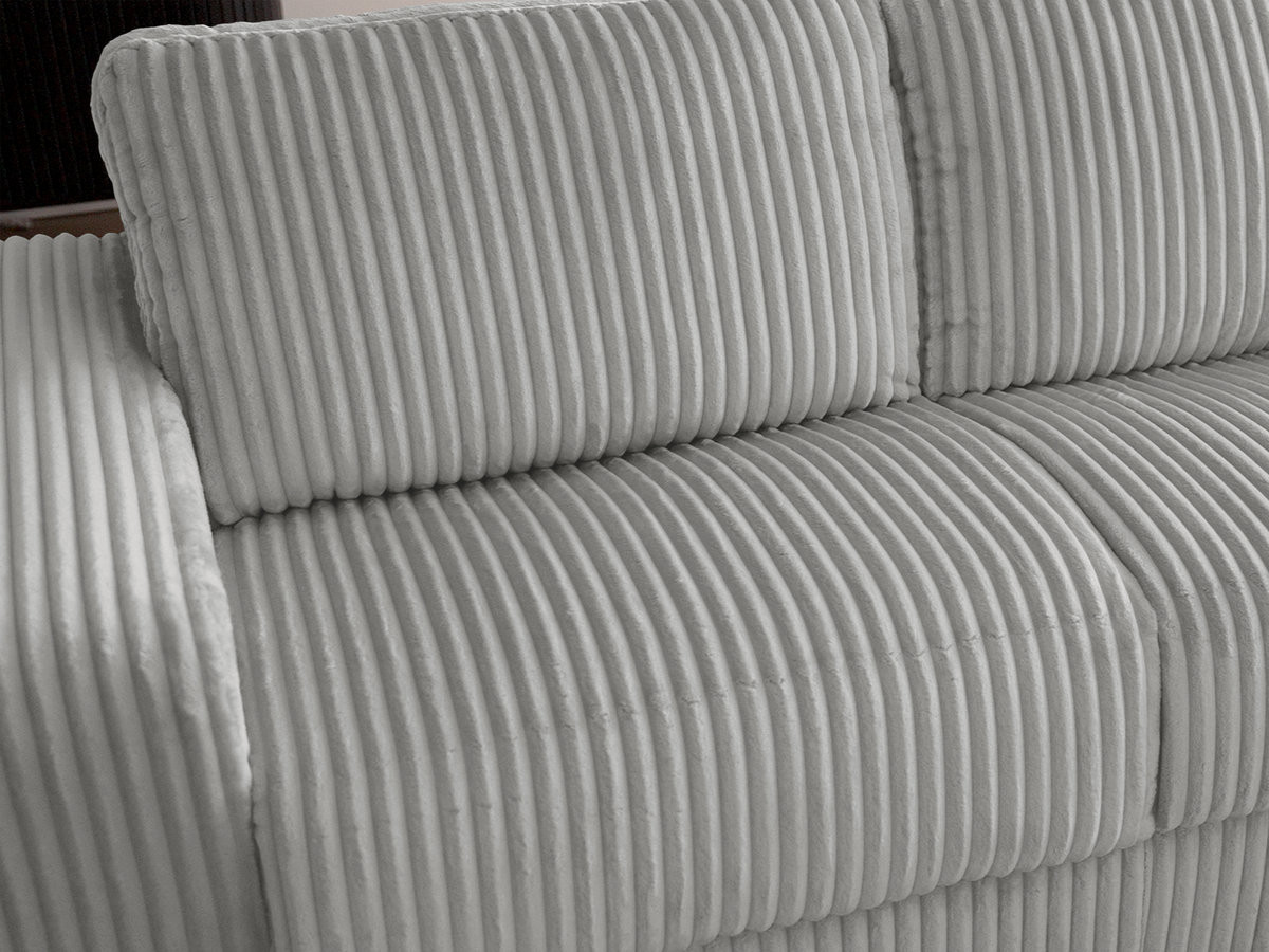 Bobochic Ibiza Schlafsofa 3-Sitzer Cordsamt Hellgrau, Liegefläche 160 × 196 cm
