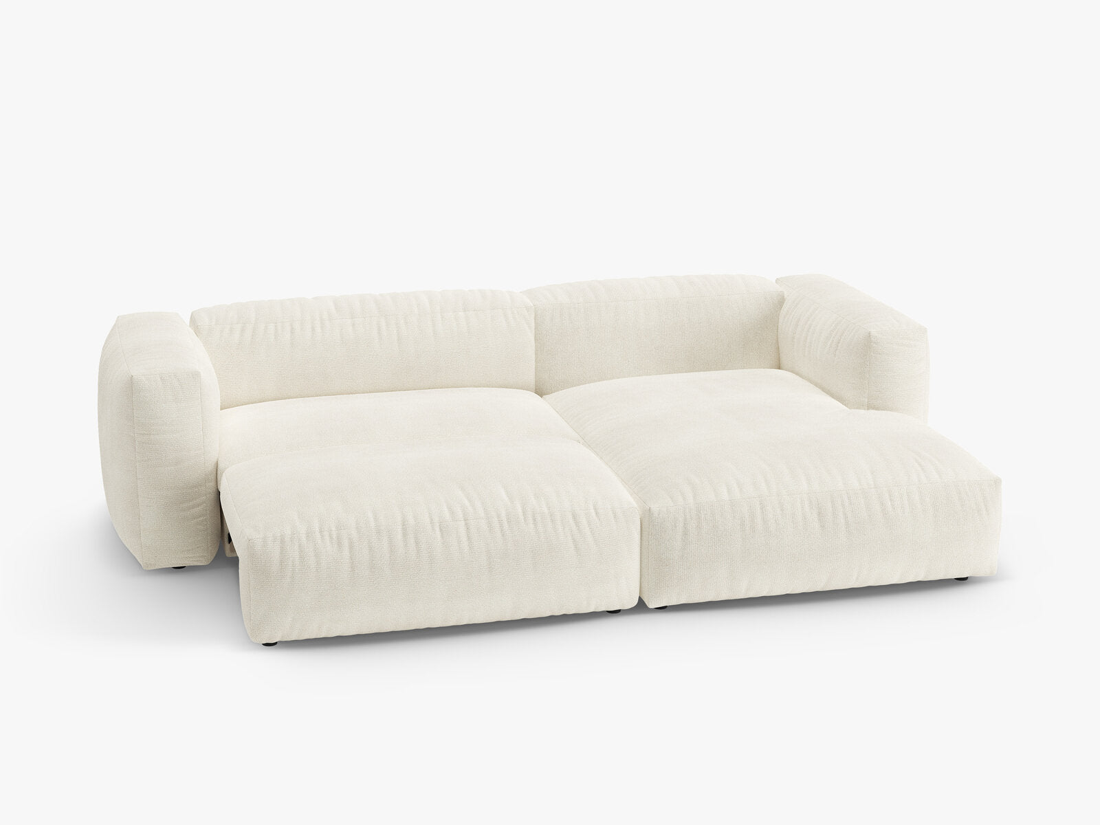 Micadoni Martina Ecksofa 4-Sitzer mit Schlaffunktion Rechts Boucle Monet Elfenbein