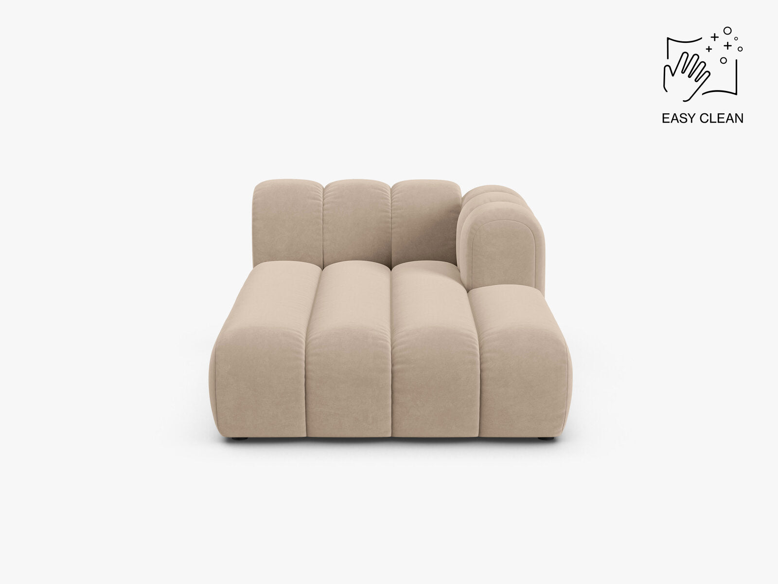 Micadoni Recamiere Lupine 2-Sitzer Samt Venus Beige Rechts