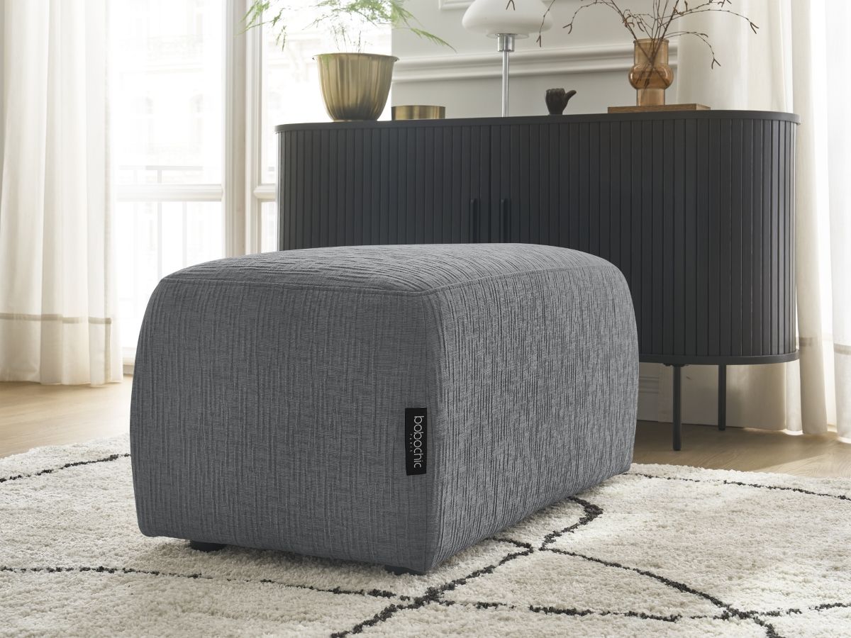 Bobochic Atilla Pouf Strukturstoff Dunkelgrau