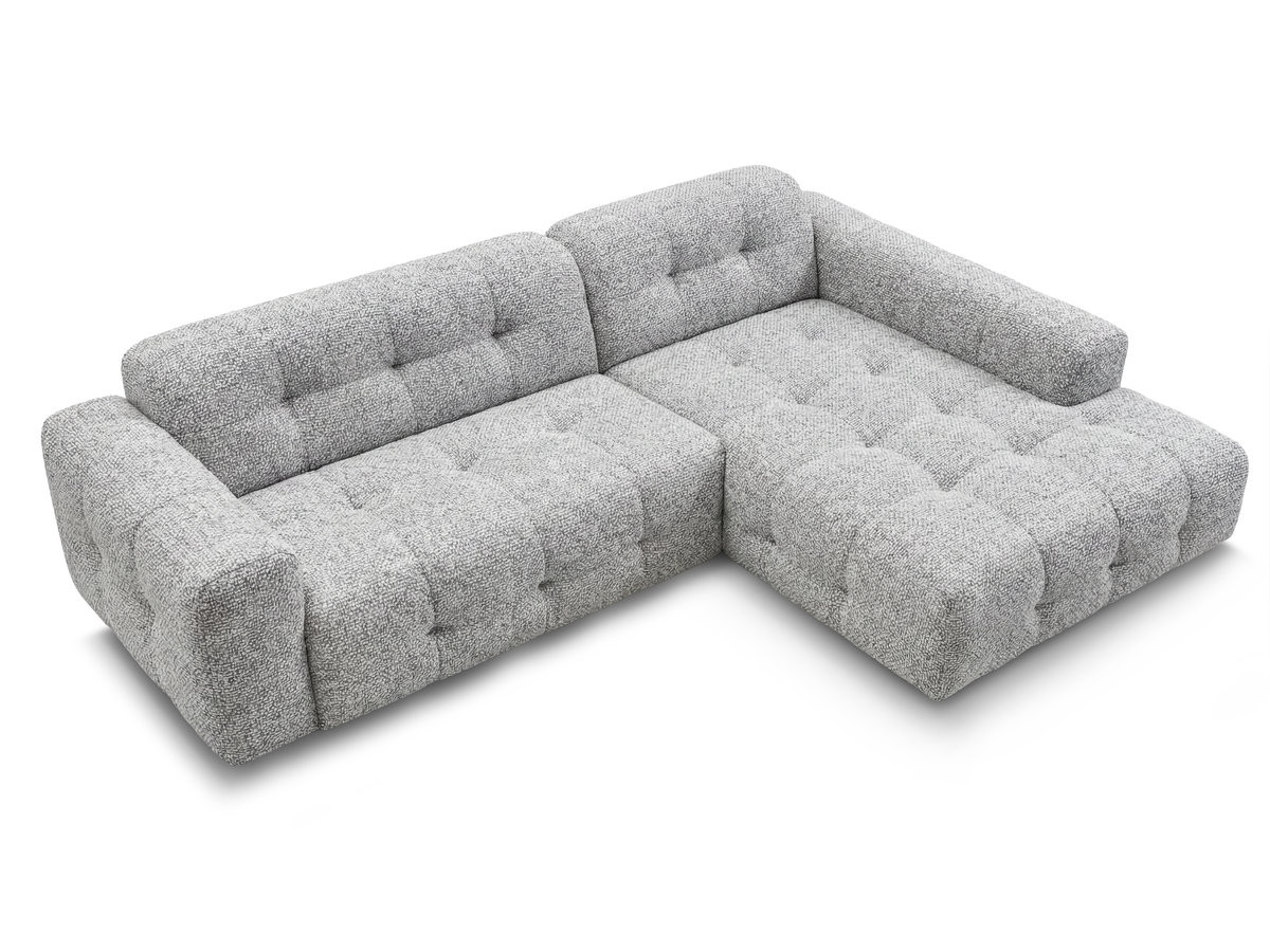 Bobochic Laura Ecksofa Melange-Stoff Hellgrau Ecke rechts