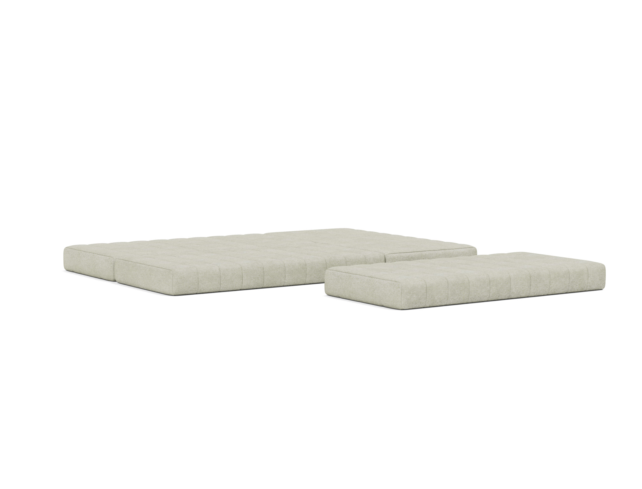 Eck-Schlafsofa CozyPad L-Form mit Armlehne Flachgewebe Avella 280-Sand