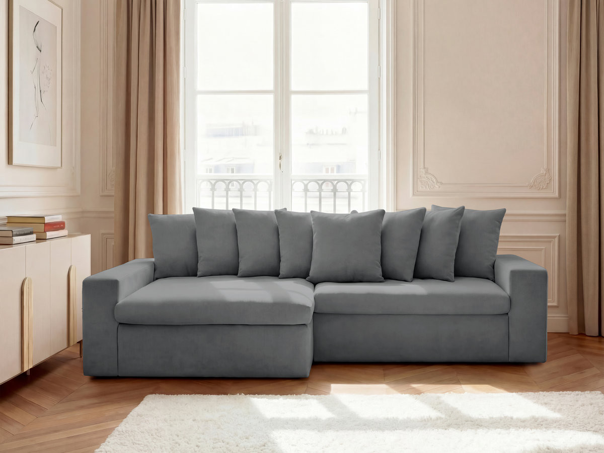 Bobochic Enore Ecksofa 330 × 100 cm Stoff Dunkelgrau Ecke links