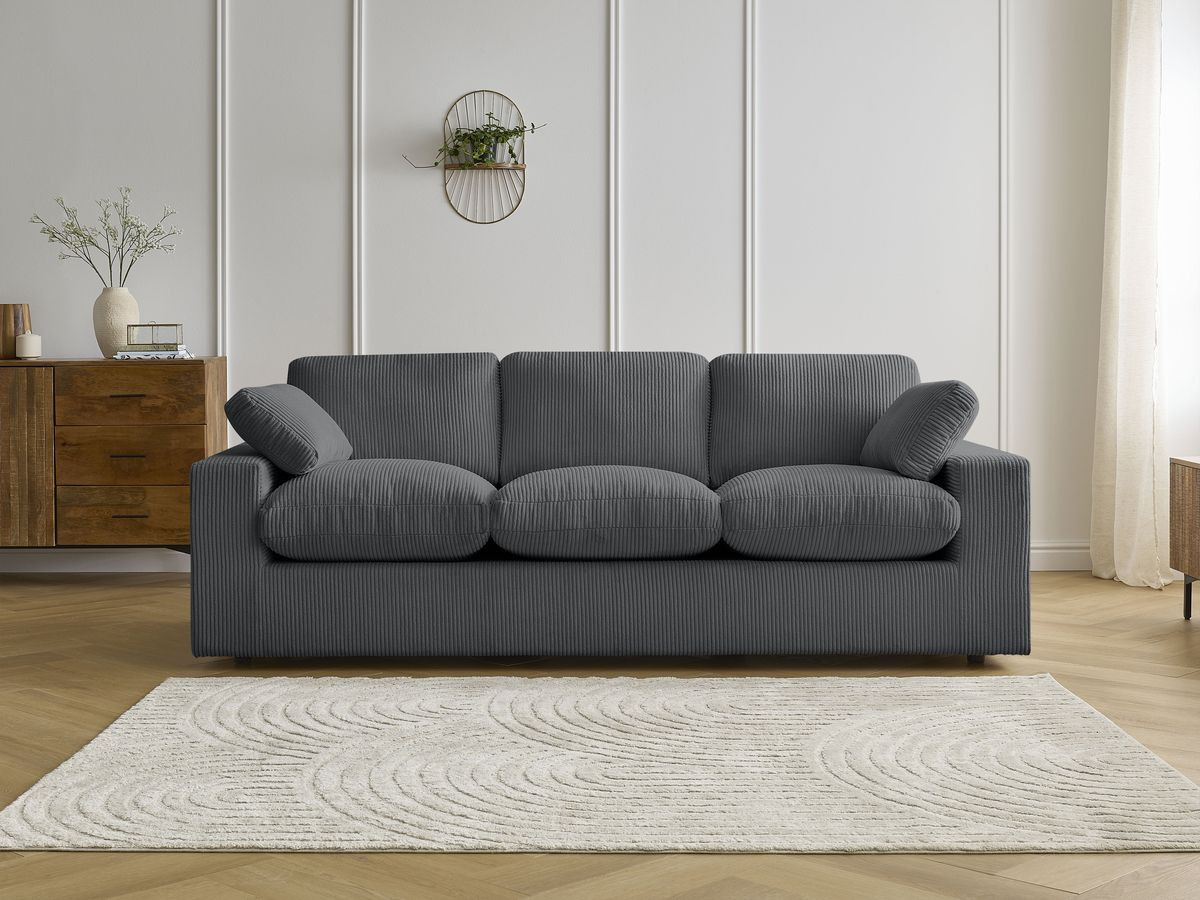 Bobochic Belair Sofa 3-Sitzer 220 × 93 cm Cordsamt Dunkelgrau