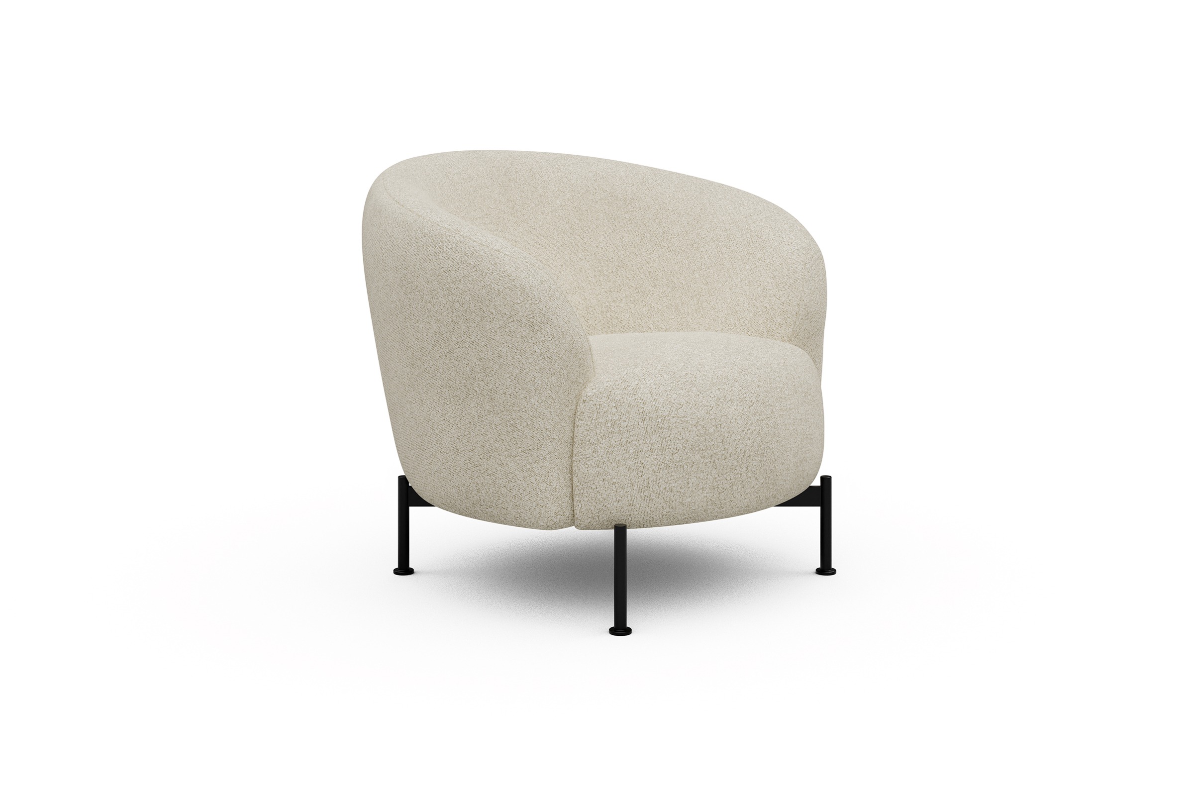 Sessel Ronda X-Metallgestell Schwarz Boucle-Off-White