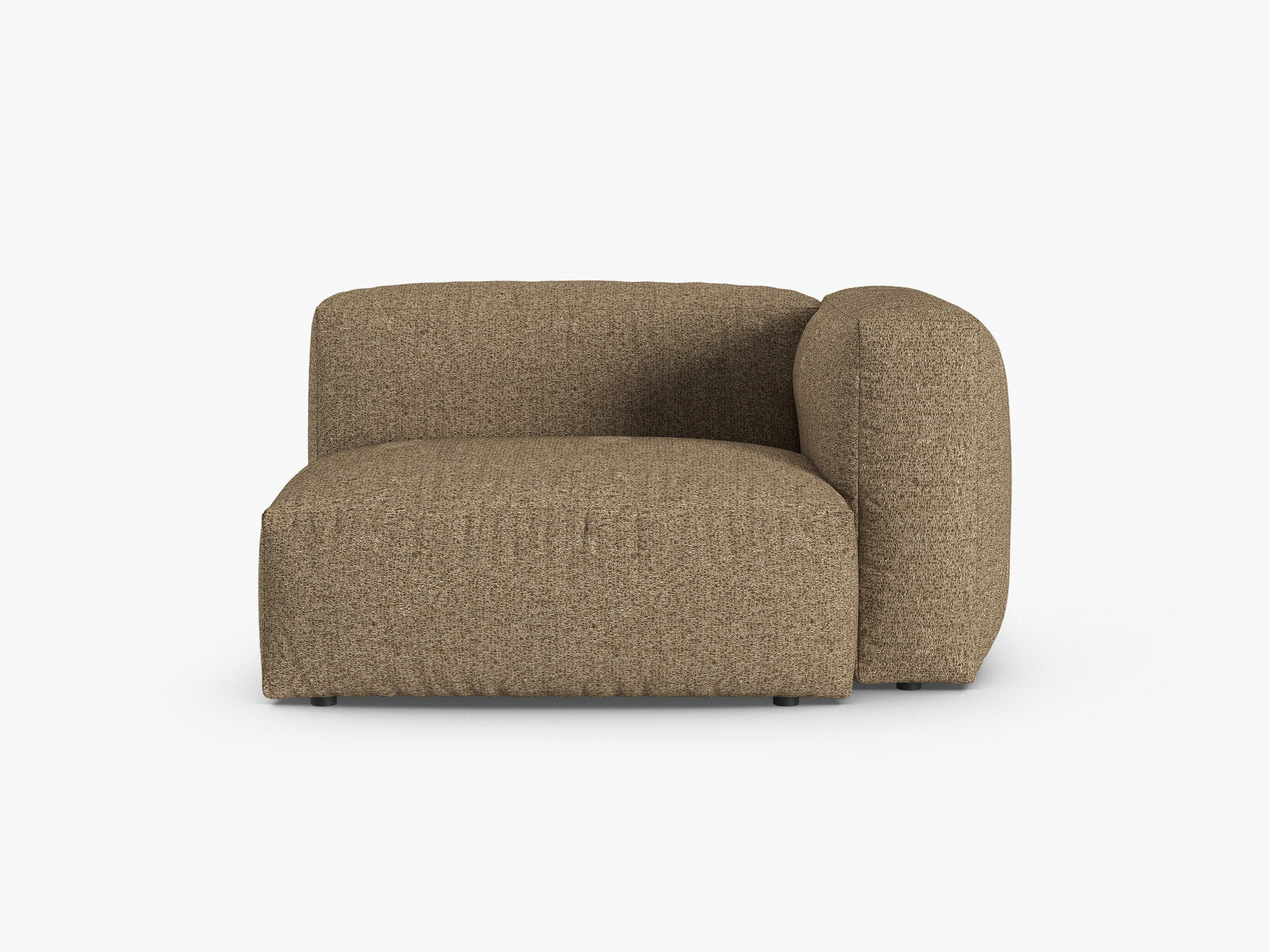 Micadoni Eckmodul mit Armlehne Martina 1-Sitzer 90cm Sitztiefe Rechts Boucle Monet Cappuccino