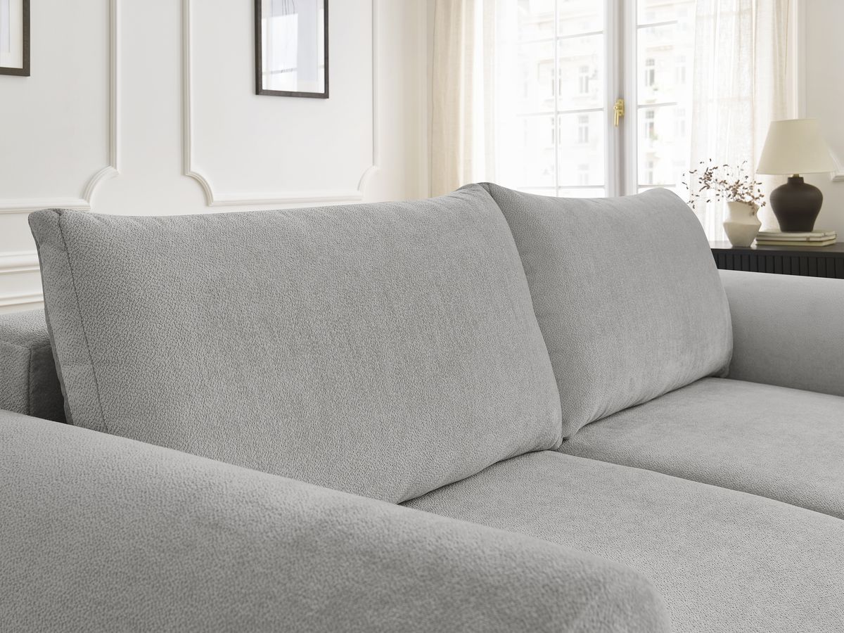 Bobochic Lucien Schlafsofa 3-Sitzer mit Bettkasten Stoff Hellgrau