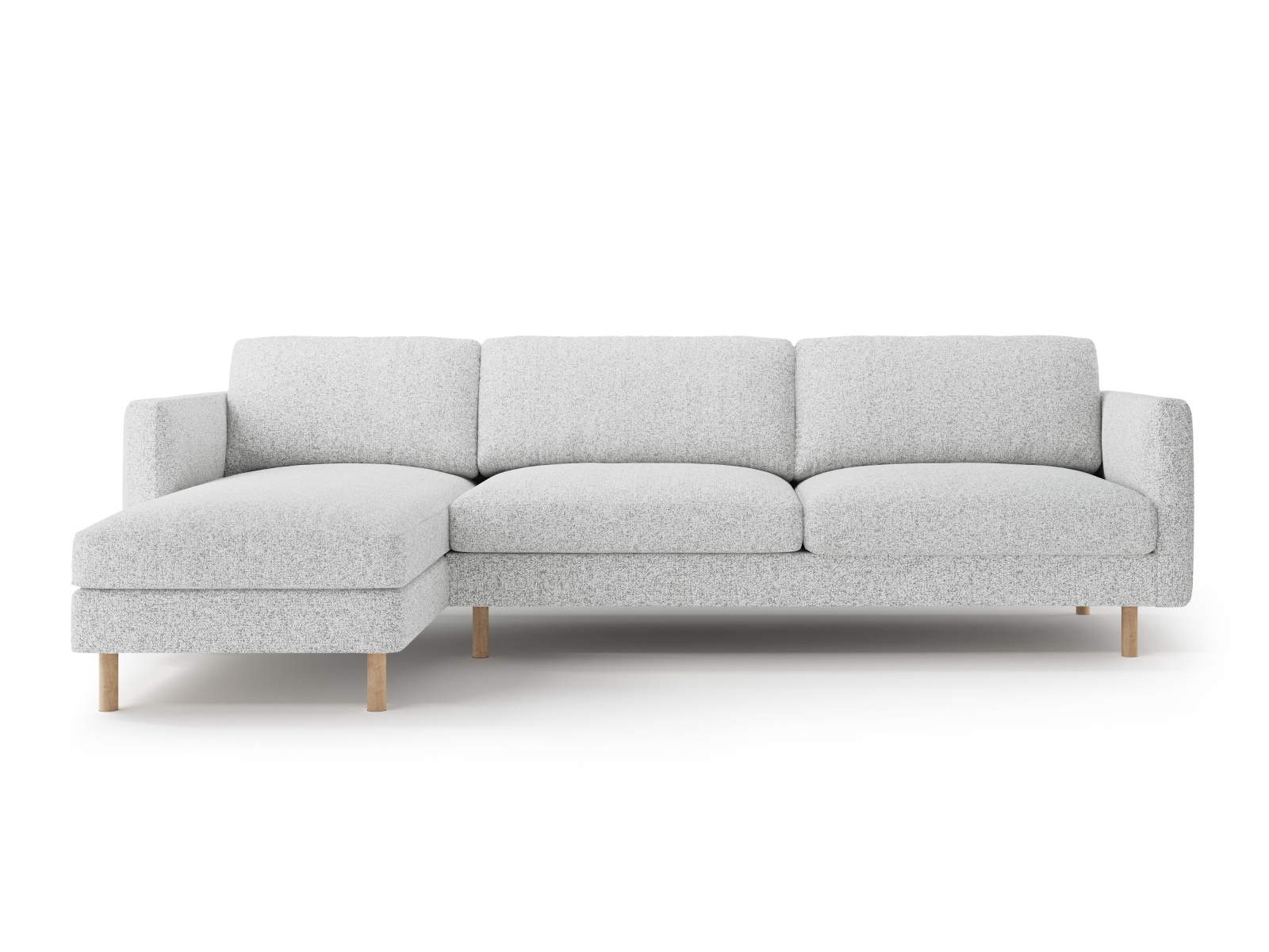 Micadoni Ecksofa Eden 4-Sitzer Links Strukturierter Stoff Hellgrau Melange