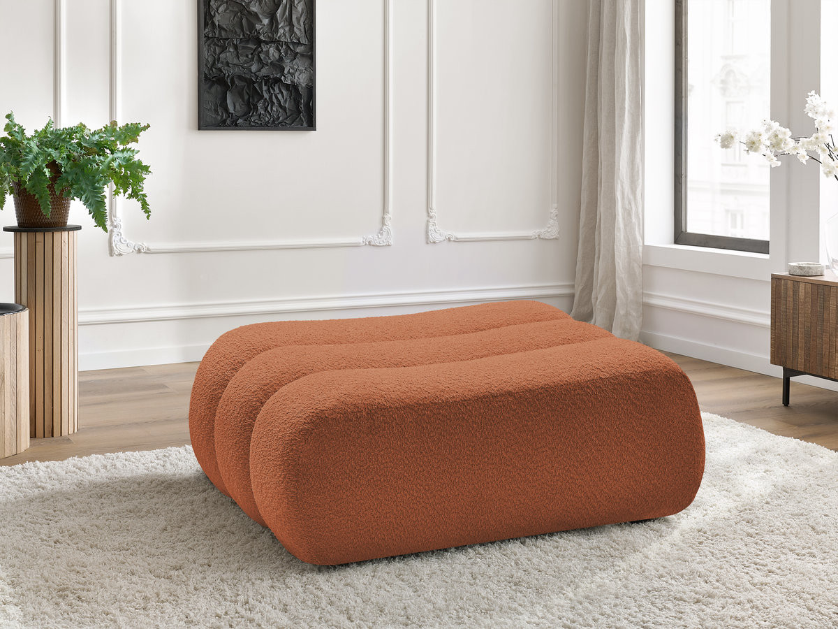 Bobochic Azra Pouf Bouclé-Stoff Orange
