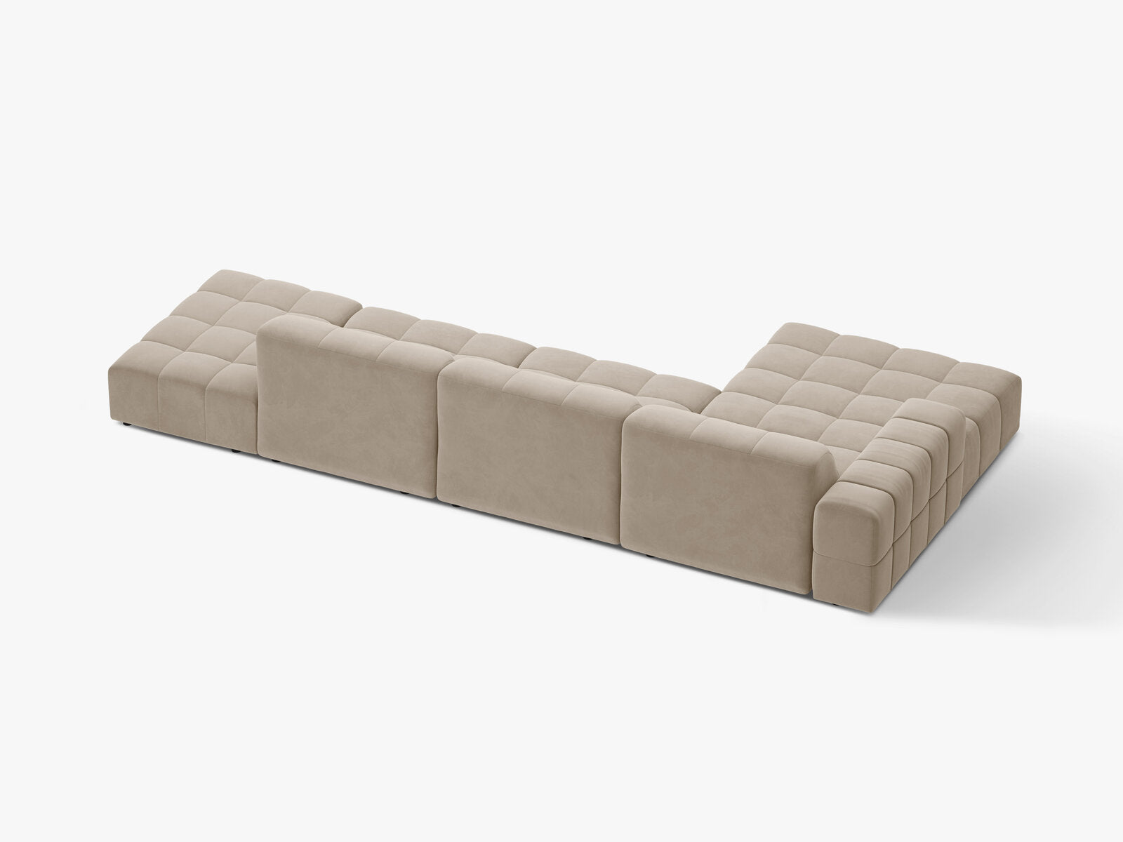 Micadoni Ecksofa Jennifer 5-Sitzer Links Samt Bluvel Dunkelbeige