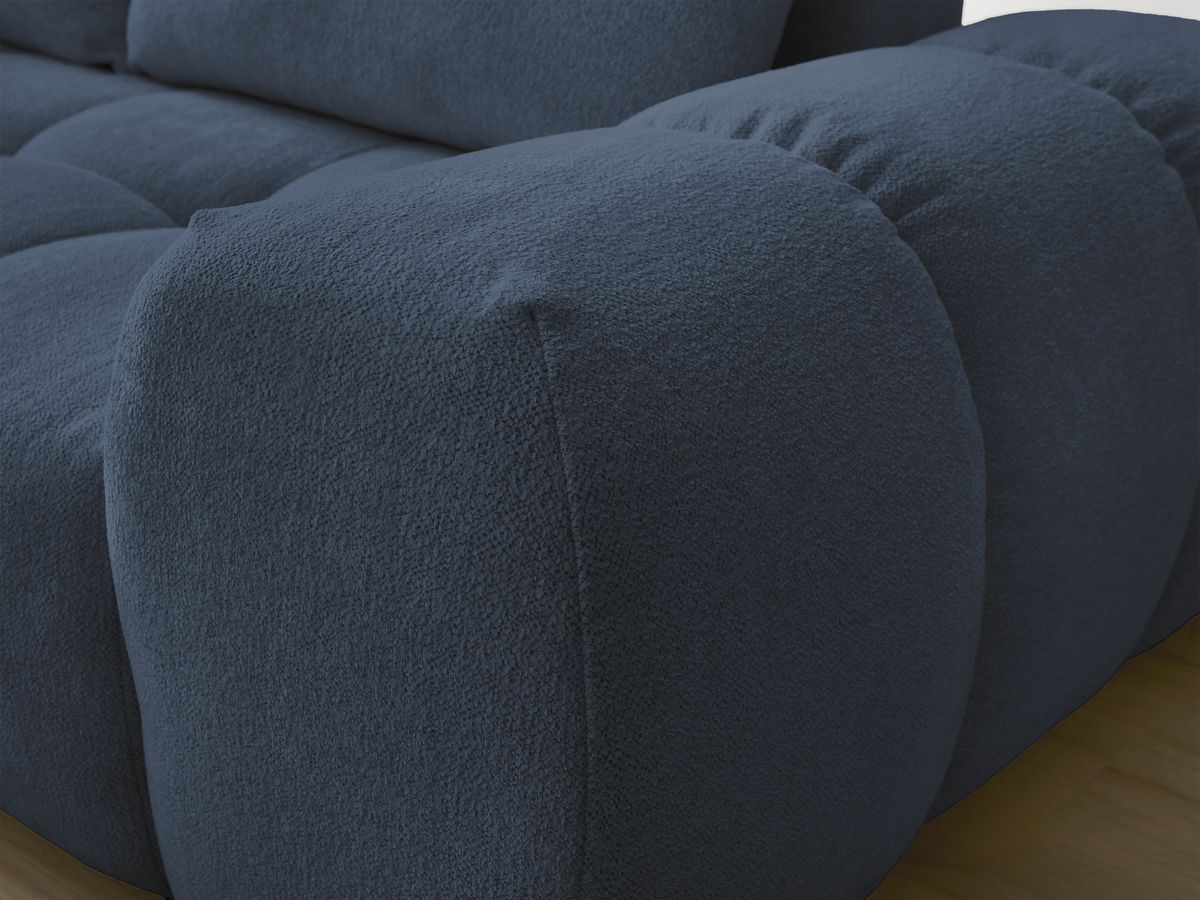 Bobochic Everest Ecksofa mit Schlaffunktion und Bettkasten und Pouf 320 × 212 cm, 5 Kissen Melange-Stoff Dunkelblau Ecke links
