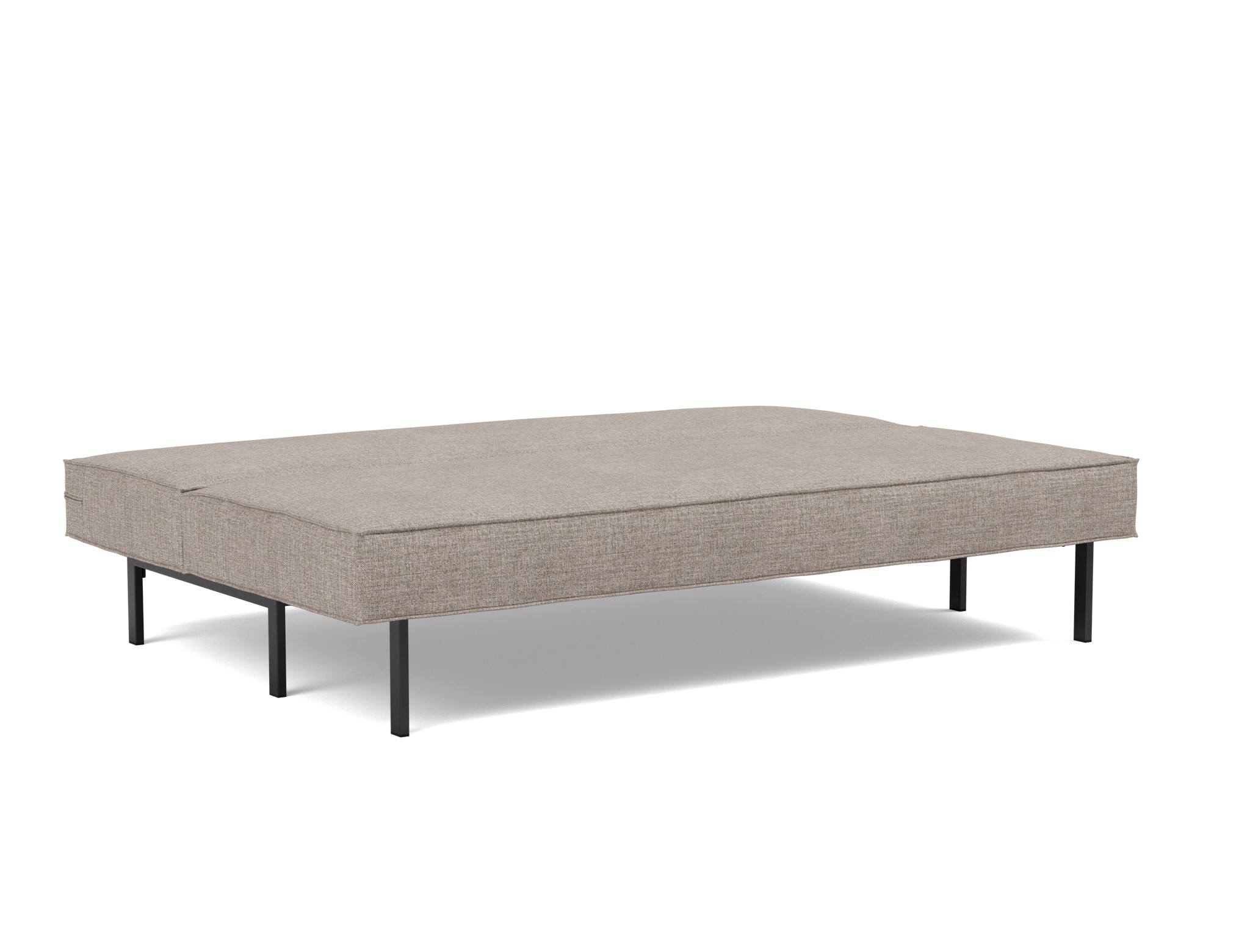 Schlafsofa Sly Chenille Yuveno 472-Warm-Grey Beine Schwarzes Metall