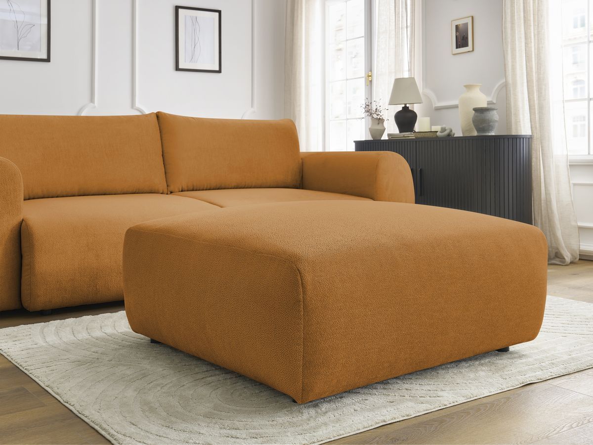 Bobochic Lucien Schlafsofa 4-Sitzer mit Bettkasten und Pouf Stoff Gelb