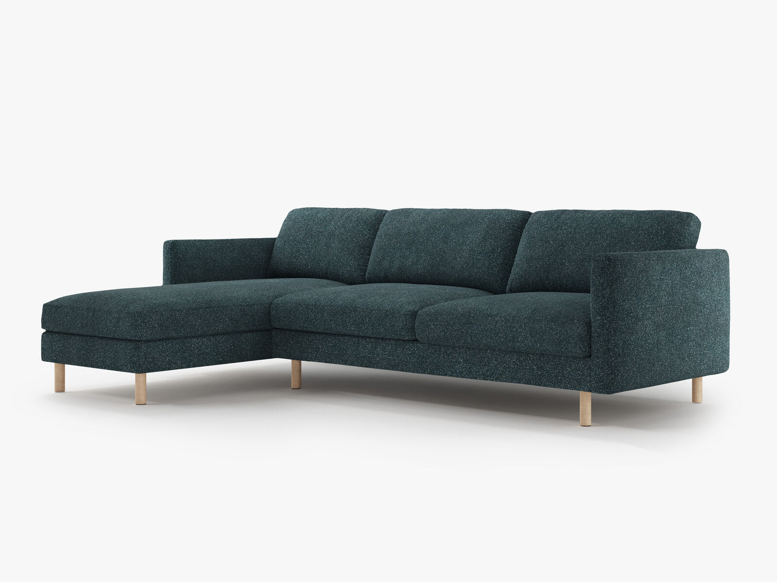 Micadoni Ecksofa Eden 4-Sitzer Links Strukturierter Stoff Grün Blau Melange