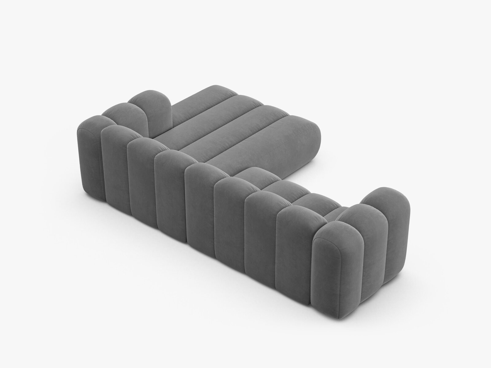 Micadoni Modulares Ecksofa Lupine 4-Sitzer mittelgroß Rechts Samt Venus Hellgrau