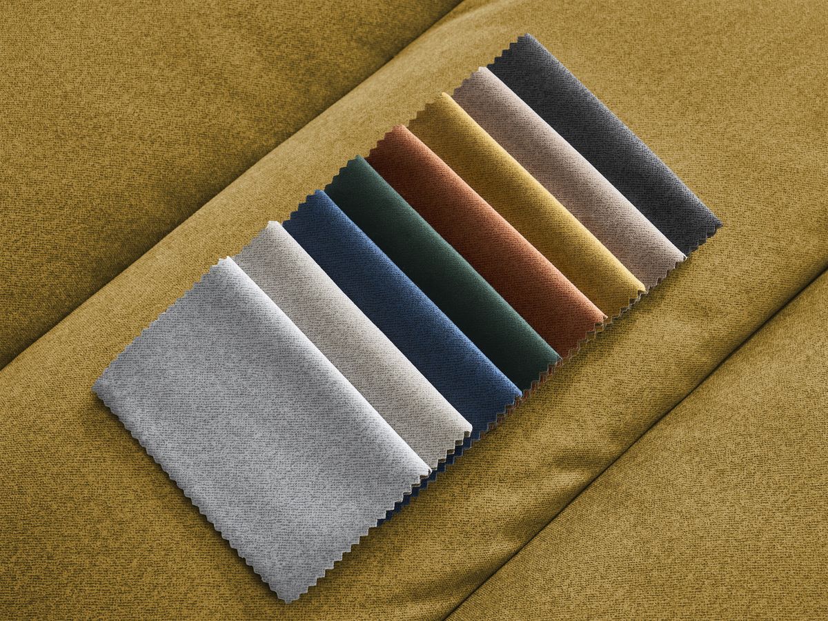 Bobochic Sierra Ecksofa mit Pouf Samt Gelb Ecke rechts