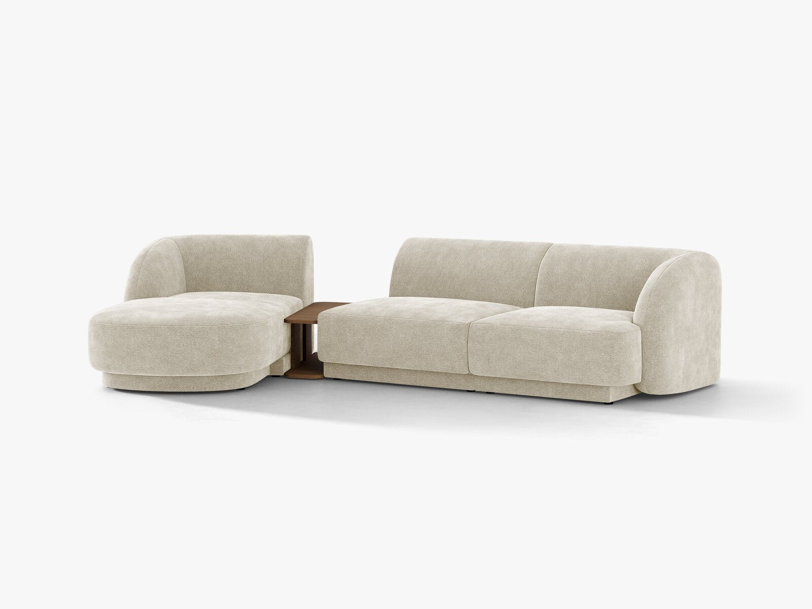 Micadoni Modulares Sofa Miley mit Recamiere 3-Sitzer Links Chenille Eden Helles Beige